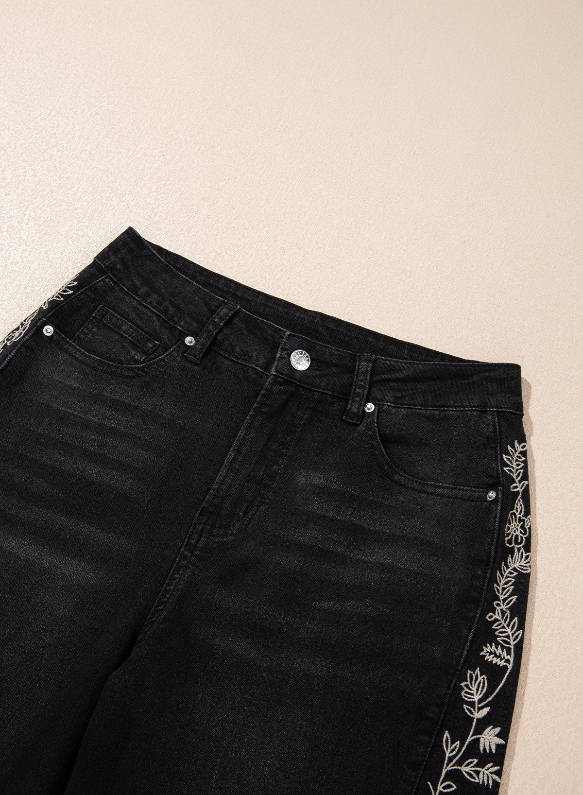 Dokotoo Women's Casual High Waist Embroidery Flare Leg Stretch Denim Pants