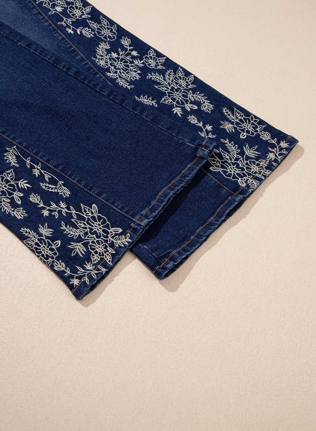 Dokotoo Women's Casual High Waist Embroidery Flare Leg Stretch Denim Pants