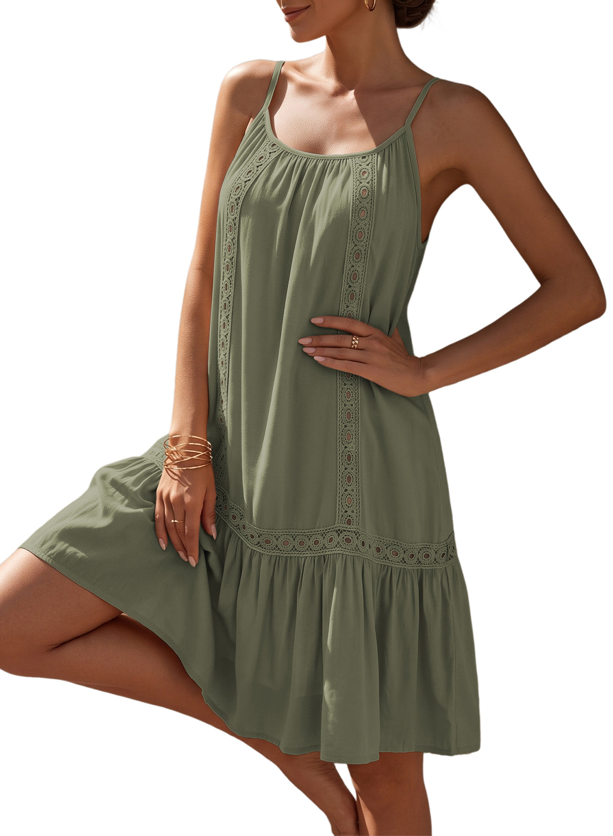 Dokotoo Women's Summer Beach Dresses Spaghetti Strap Bathing Suit Cover Up