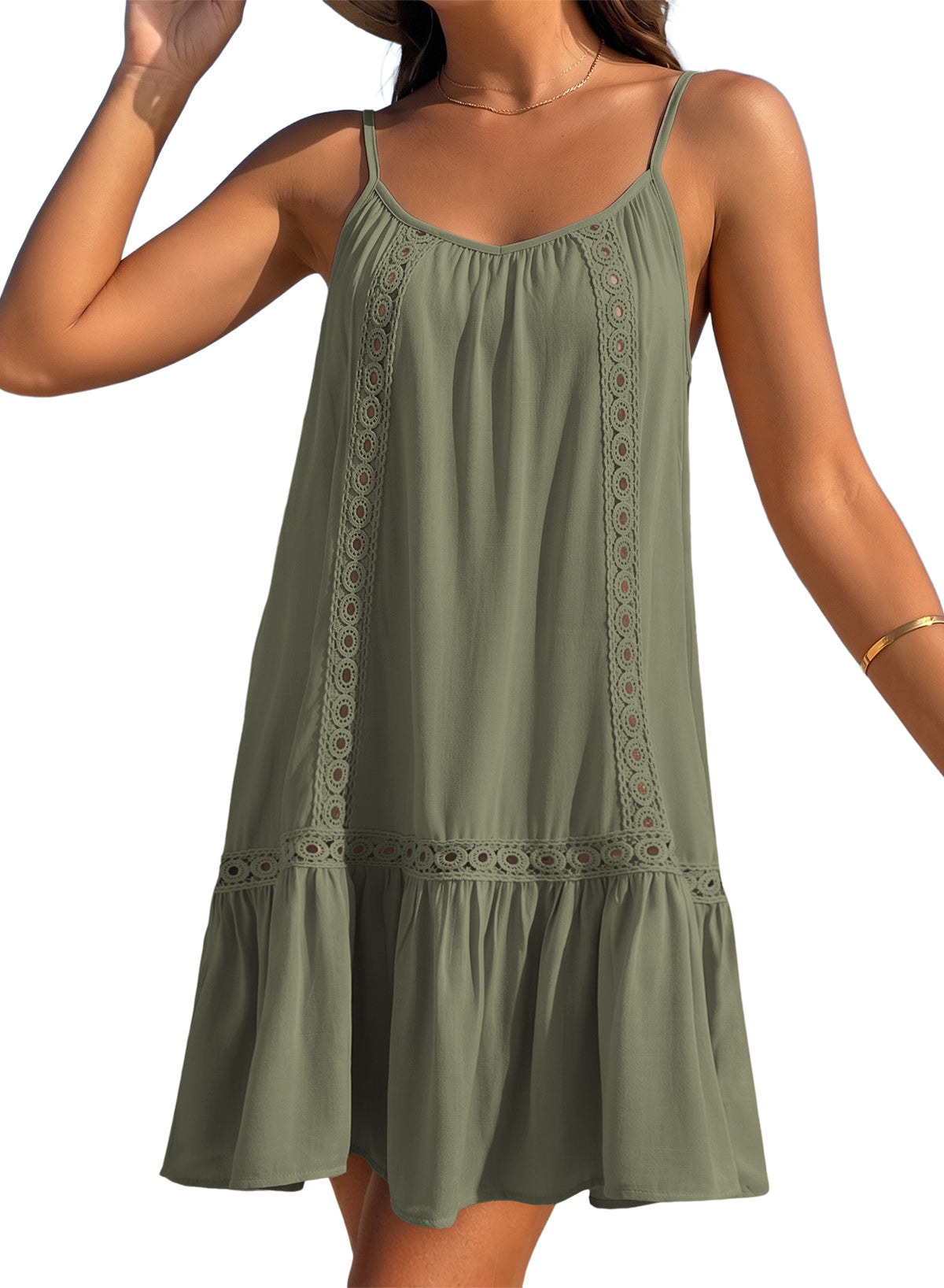 Dokotoo Women's Summer Beach Dresses Spaghetti Strap Bathing Suit Cover Up