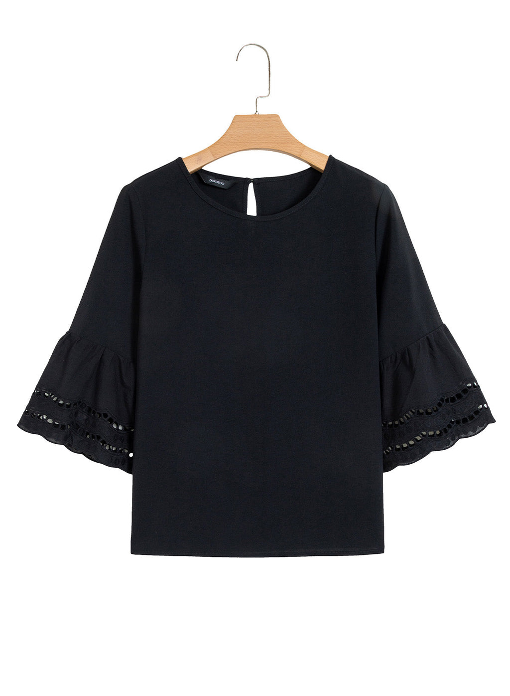 Dokotoo Womens Half Sleeve Hollow Out Ruffle Shirts 2026 Fall Tops Blouses