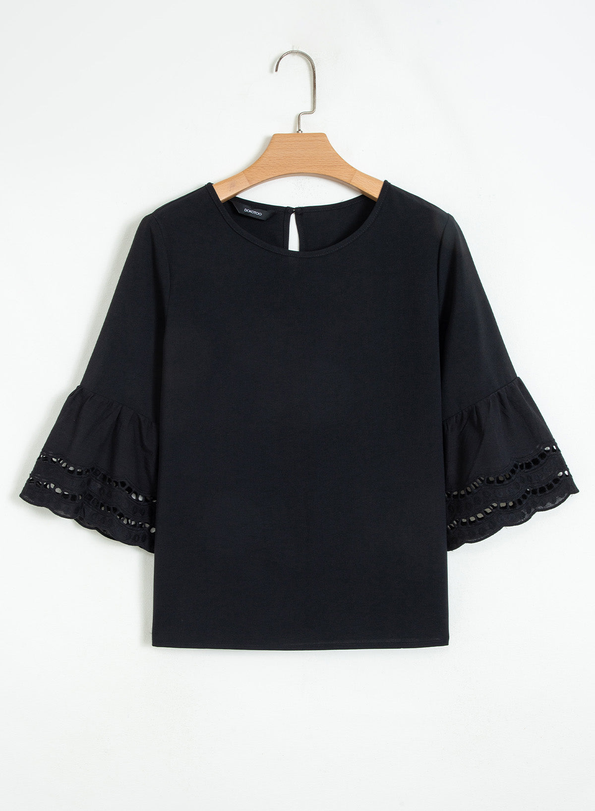 Dokotoo Womens Half Sleeve Hollow Out Ruffle Shirts 2026 Fall Tops Blouses