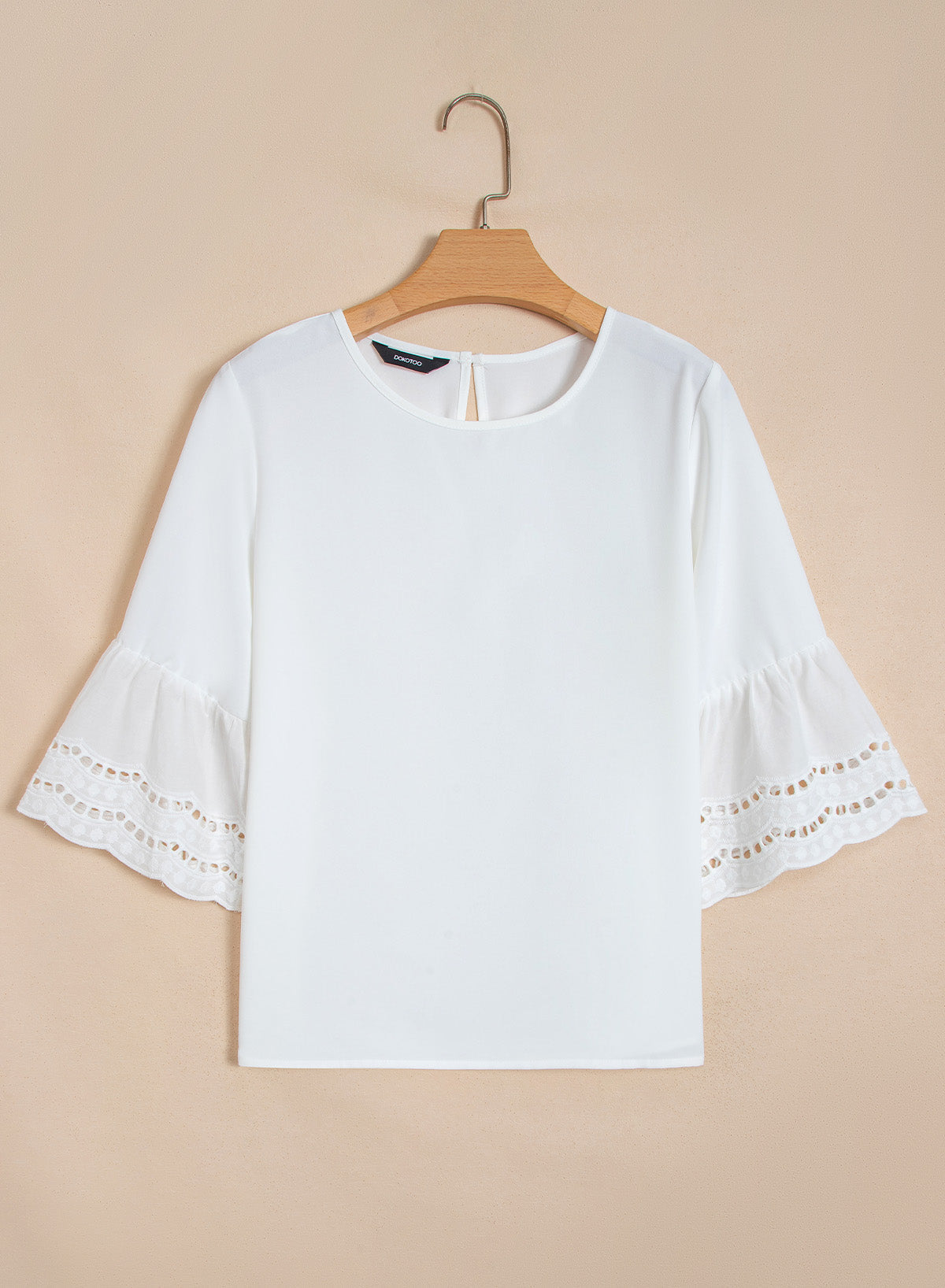 Dokotoo Womens Half Sleeve Hollow Out Ruffle Shirts 2026 Fall Tops Blouses