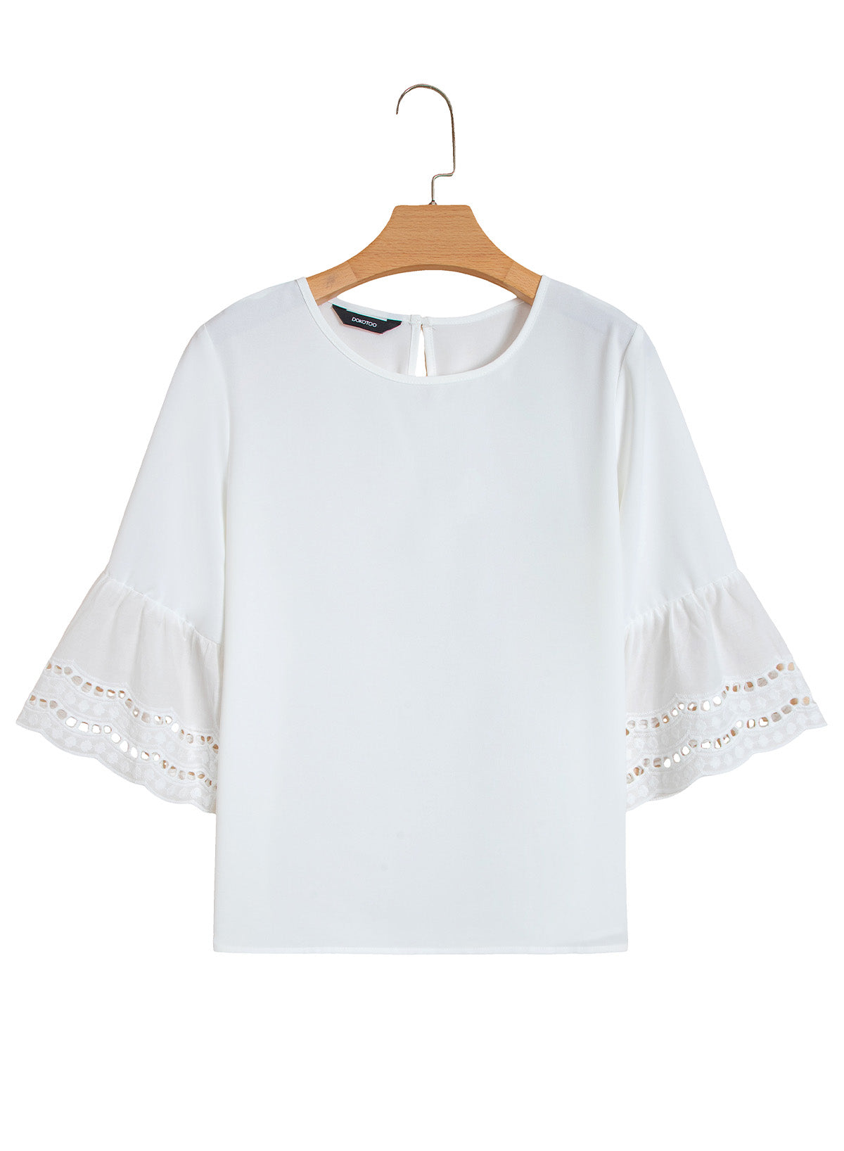 Dokotoo Womens Half Sleeve Hollow Out Ruffle Shirts 2026 Fall Tops Blouses