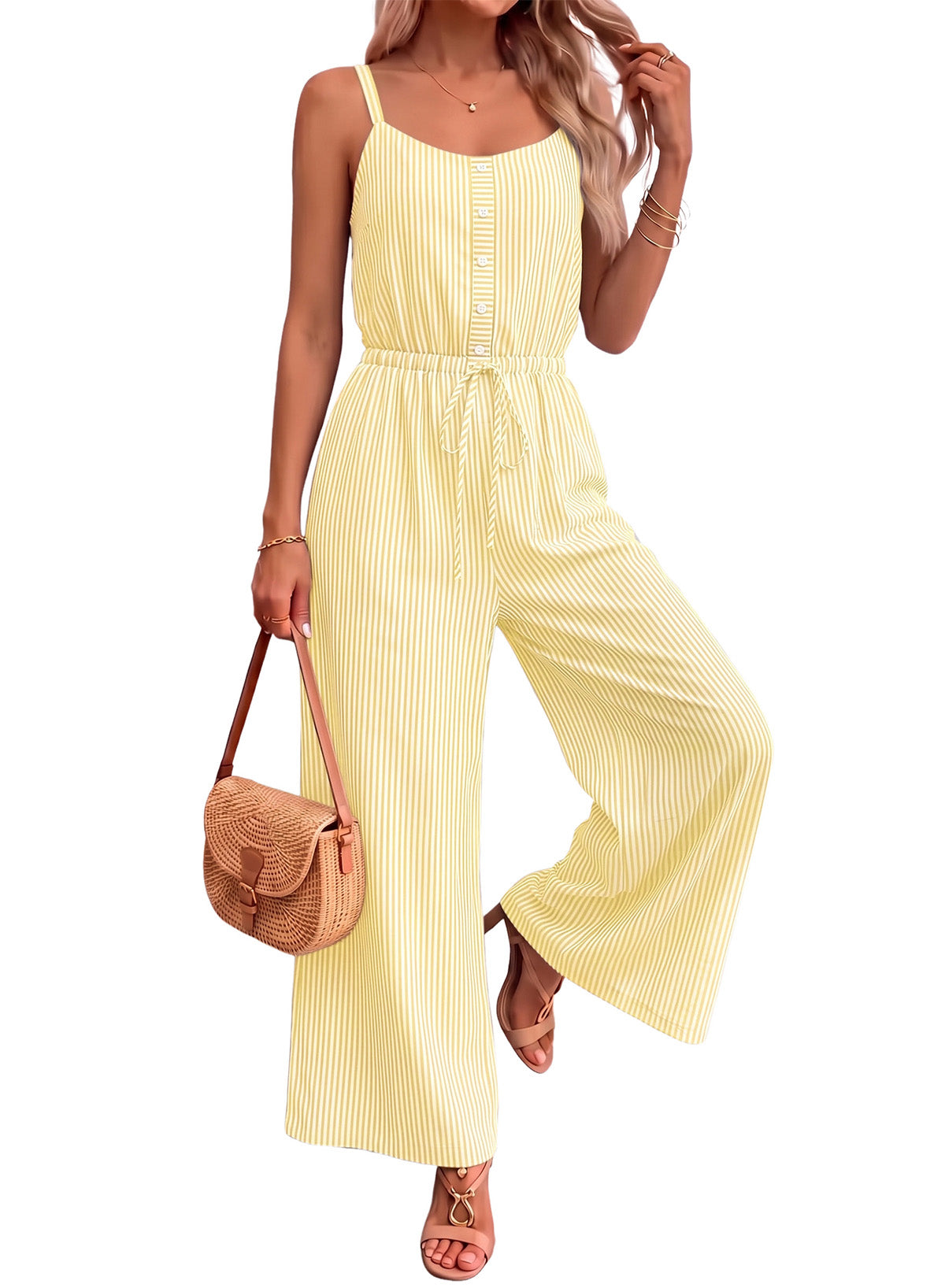 Dokotoo Women's Striped Sleeveless Jumpsuit Summer Rompers