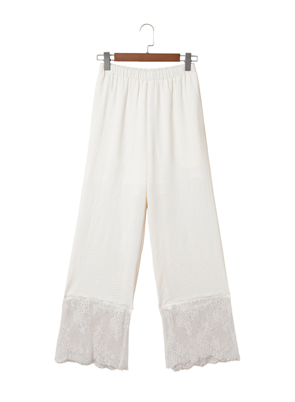 Dokotoo Cropped Lace Pants Women Casual Palazzo Flowy High Waist Trousers