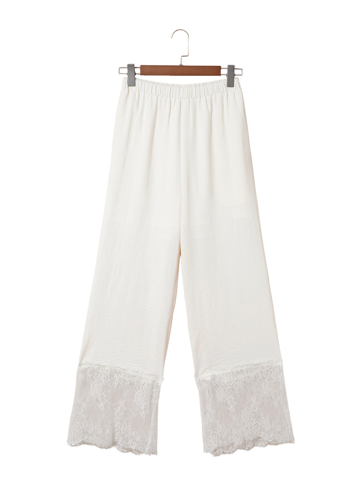 Dokotoo Cropped Lace Pants Women Casual Palazzo Flowy High Waist Trousers