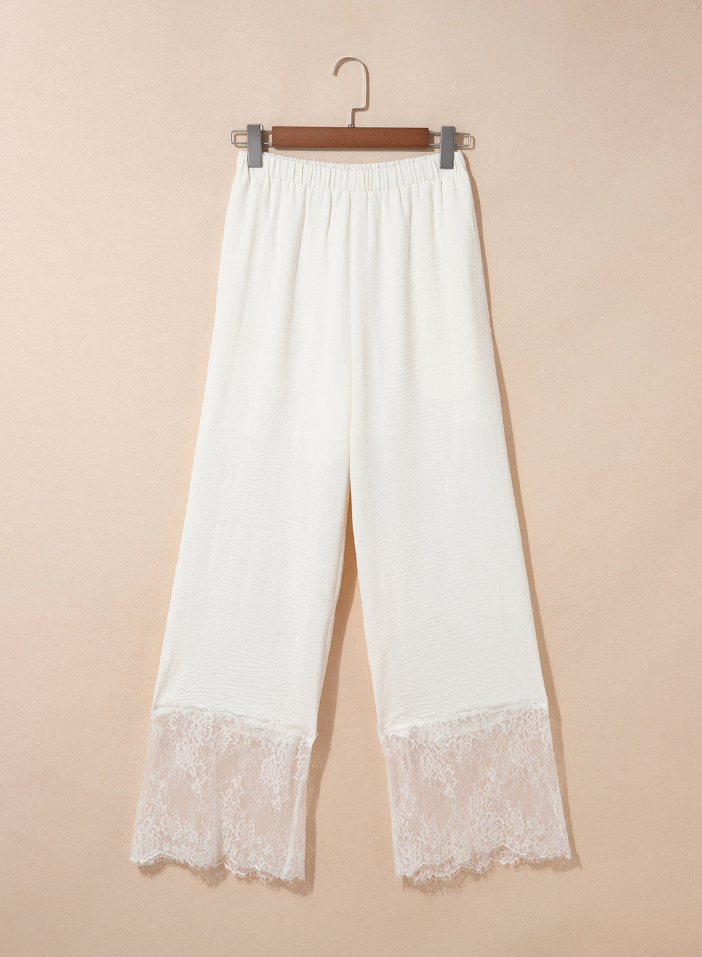 Dokotoo Cropped Lace Pants Women Casual Palazzo Flowy High Waist Trousers