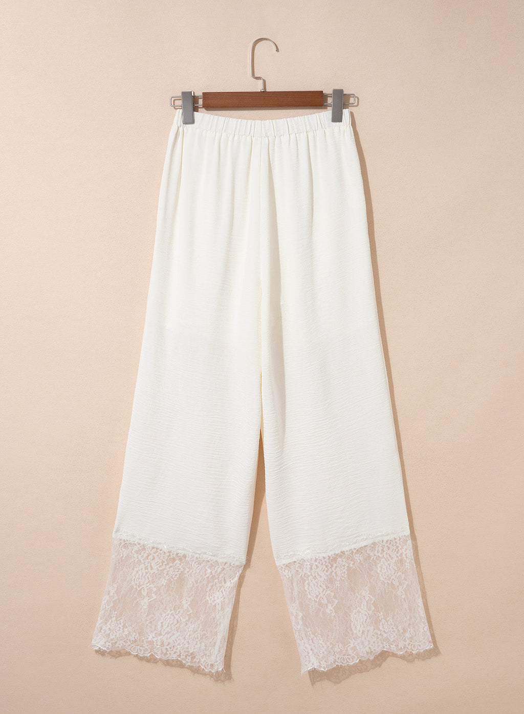 Dokotoo Cropped Lace Pants Women Casual Palazzo Flowy High Waist Trousers