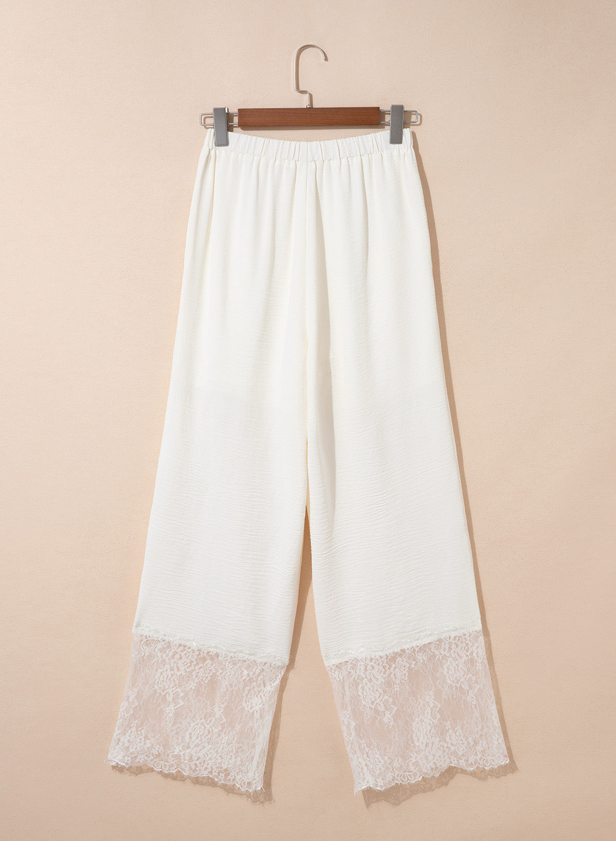 Dokotoo Cropped Lace Pants Women Casual Palazzo Flowy High Waist Trousers