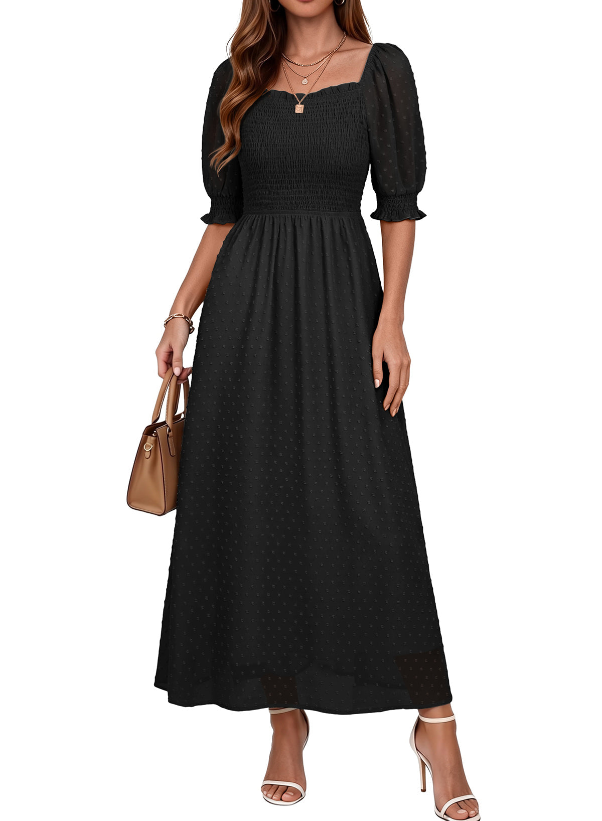 Dokotoo Womens Formal Dresses 2026 Summer Swiss Dot Maxi Dress