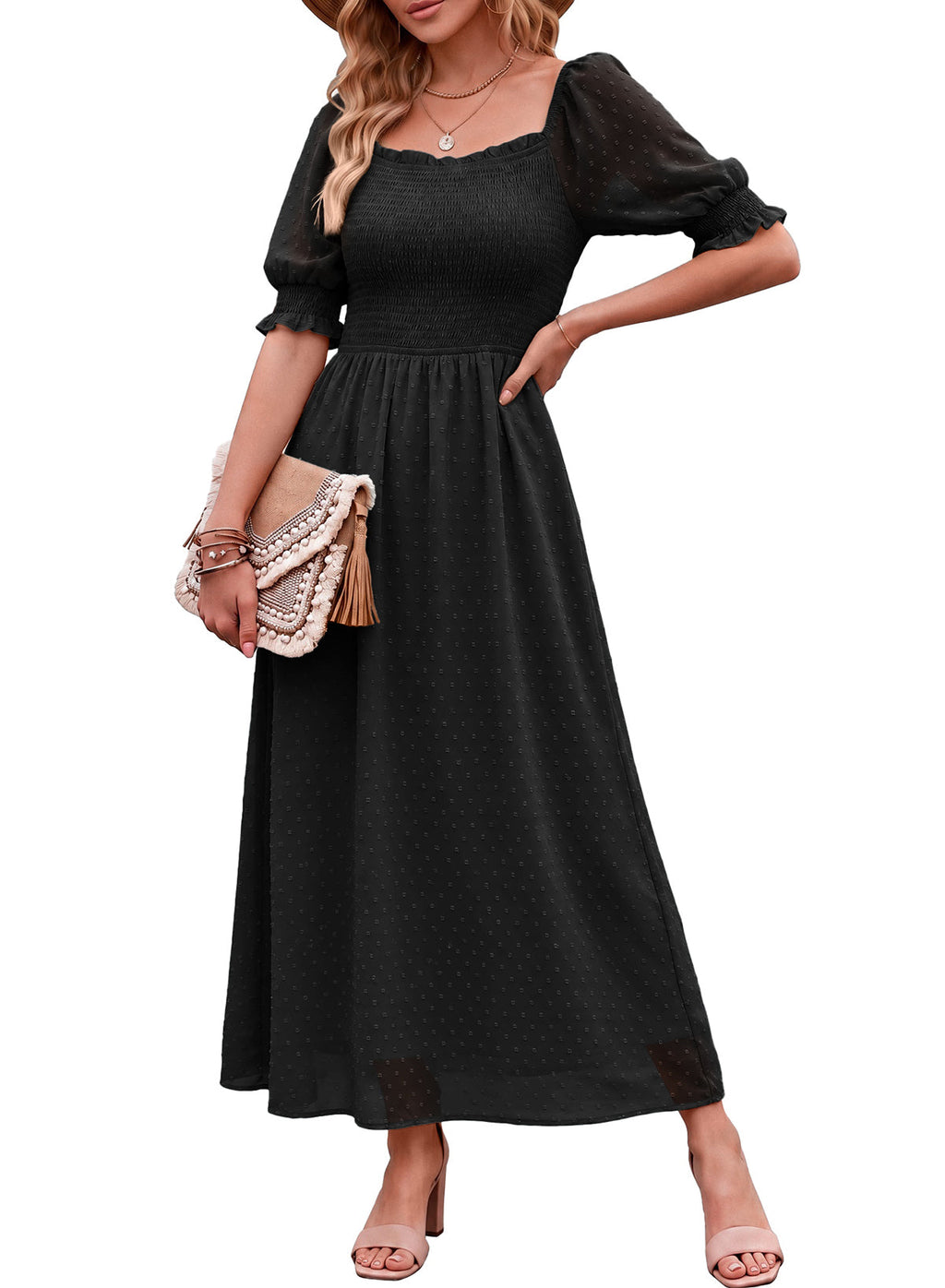 Dokotoo Womens Formal Dresses 2026 Summer Swiss Dot Maxi Dress