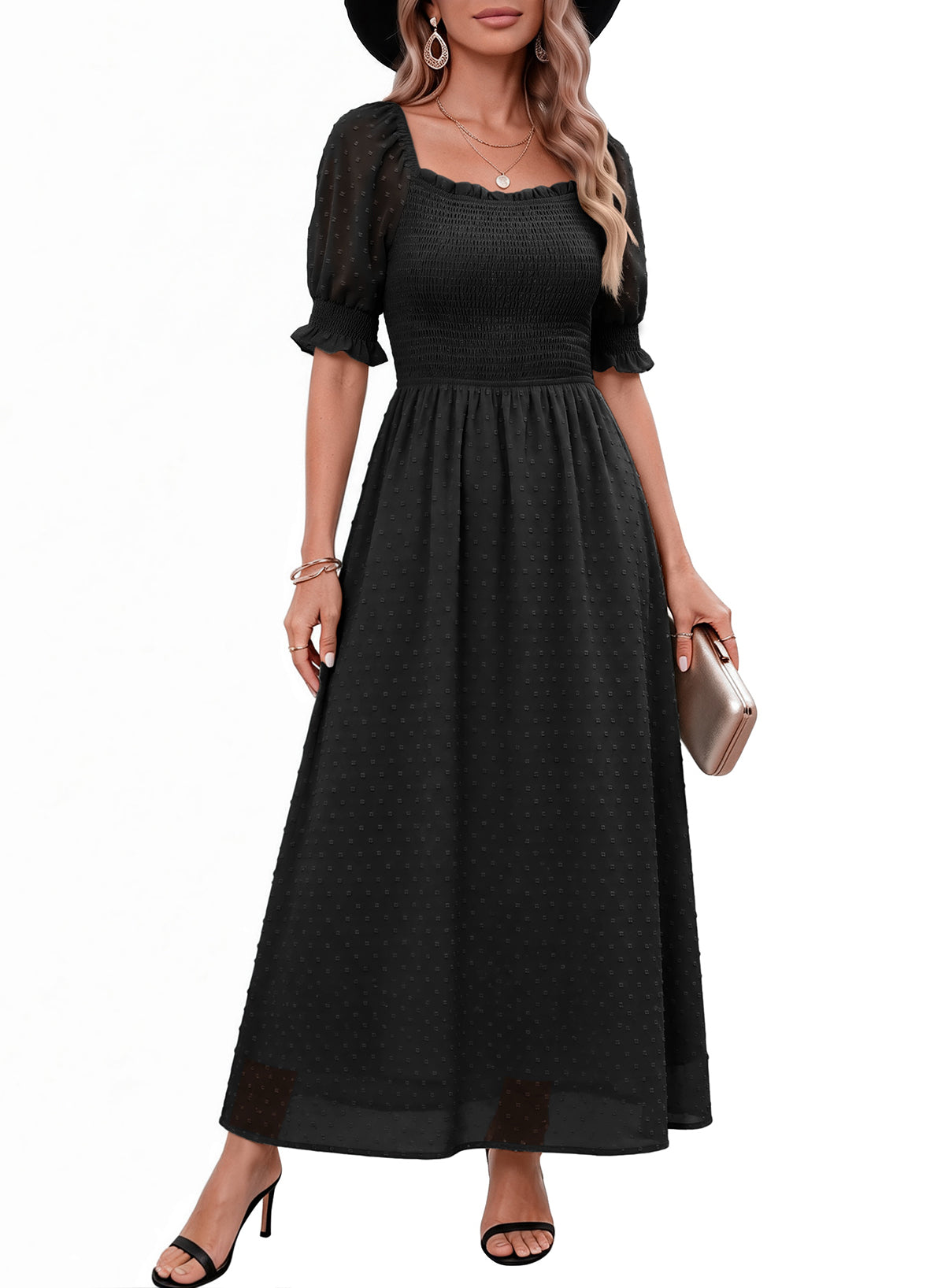 Dokotoo Womens Formal Dresses 2026 Summer Swiss Dot Maxi Dress