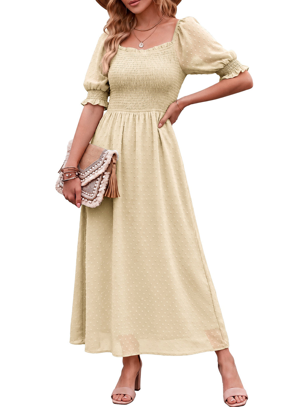 Dokotoo Womens Formal Dresses 2026 Summer Swiss Dot Maxi Dress