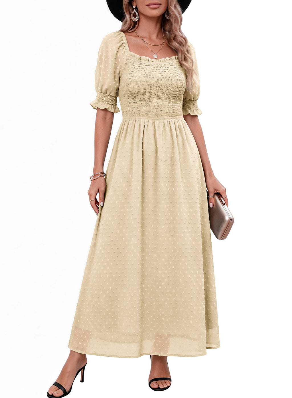 Dokotoo Womens Formal Dresses 2026 Summer Swiss Dot Maxi Dress