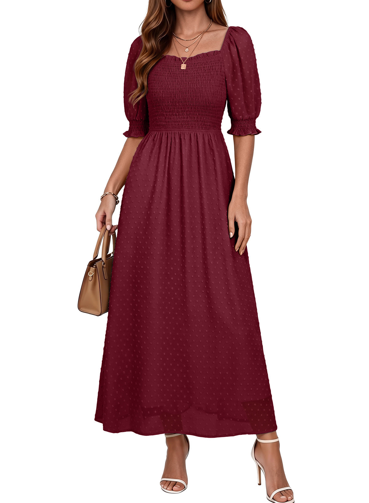 Dokotoo Womens Formal Dresses 2026 Summer Swiss Dot Maxi Dress