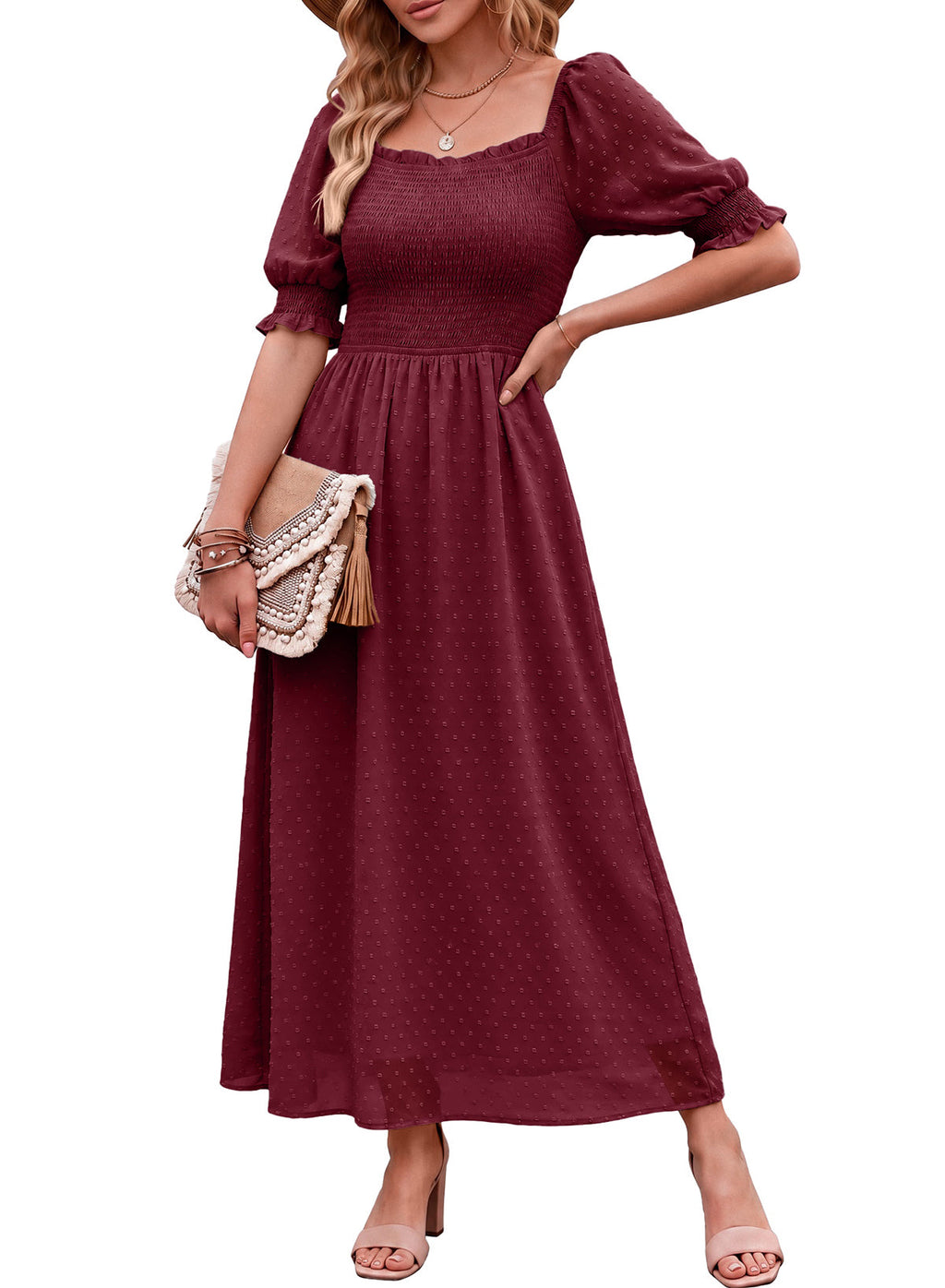 Dokotoo Womens Formal Dresses 2026 Summer Swiss Dot Maxi Dress
