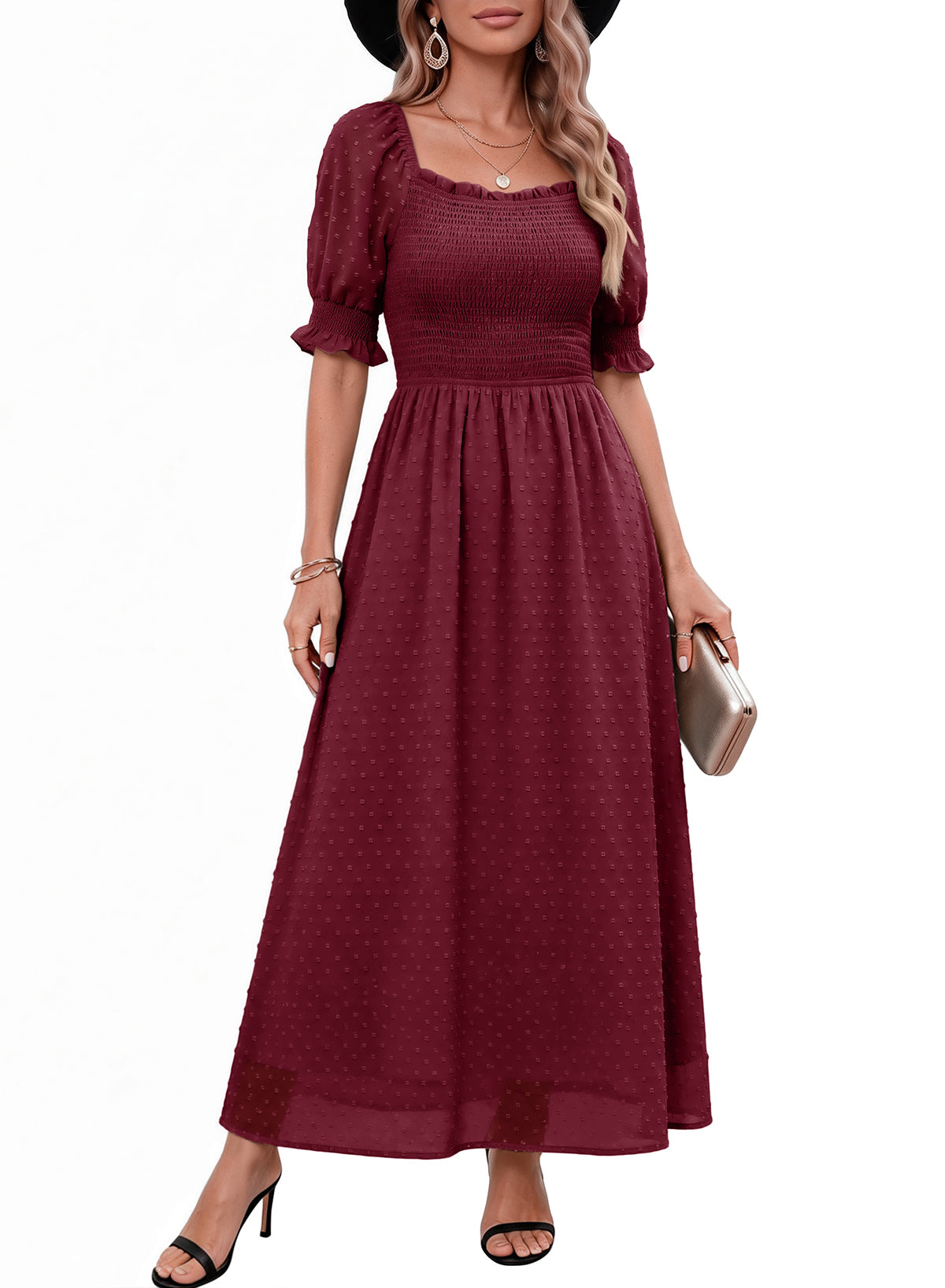 Dokotoo Womens Formal Dresses 2026 Summer Swiss Dot Maxi Dress