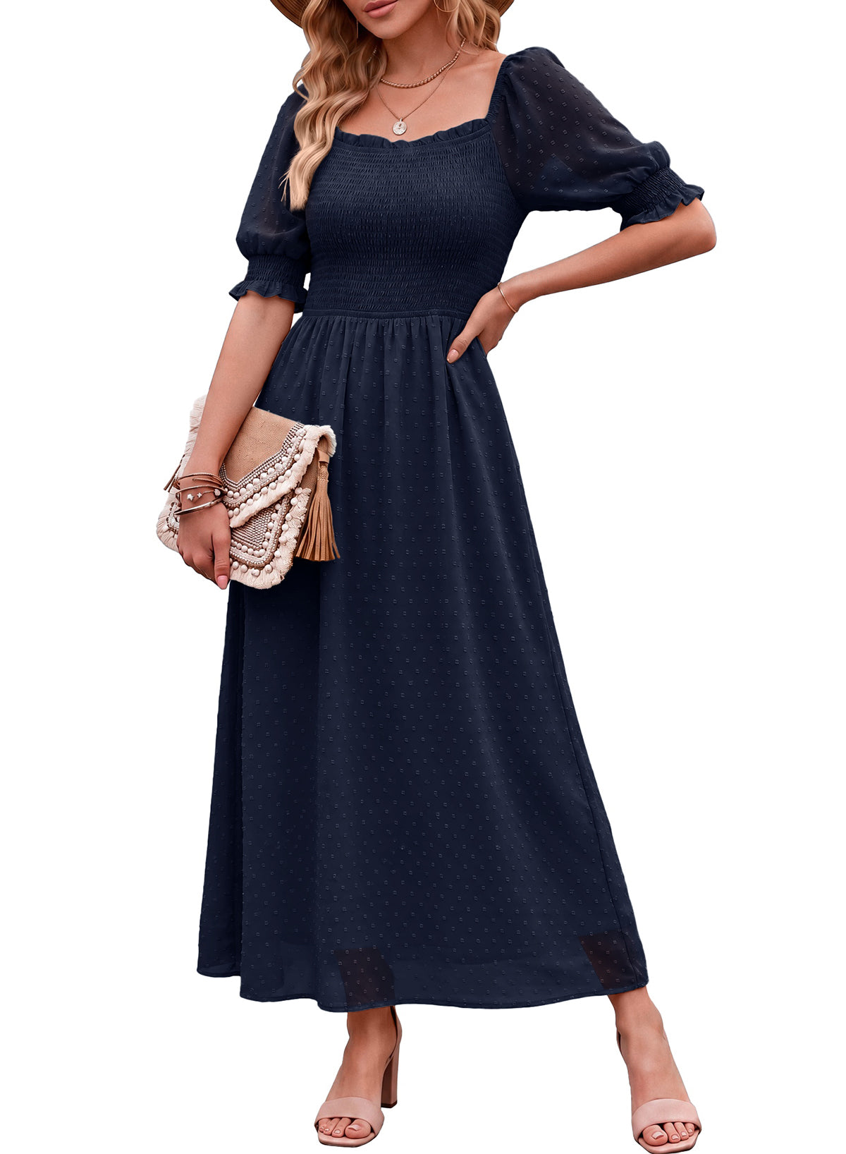 Dokotoo Womens Formal Dresses 2026 Summer Swiss Dot Maxi Dress