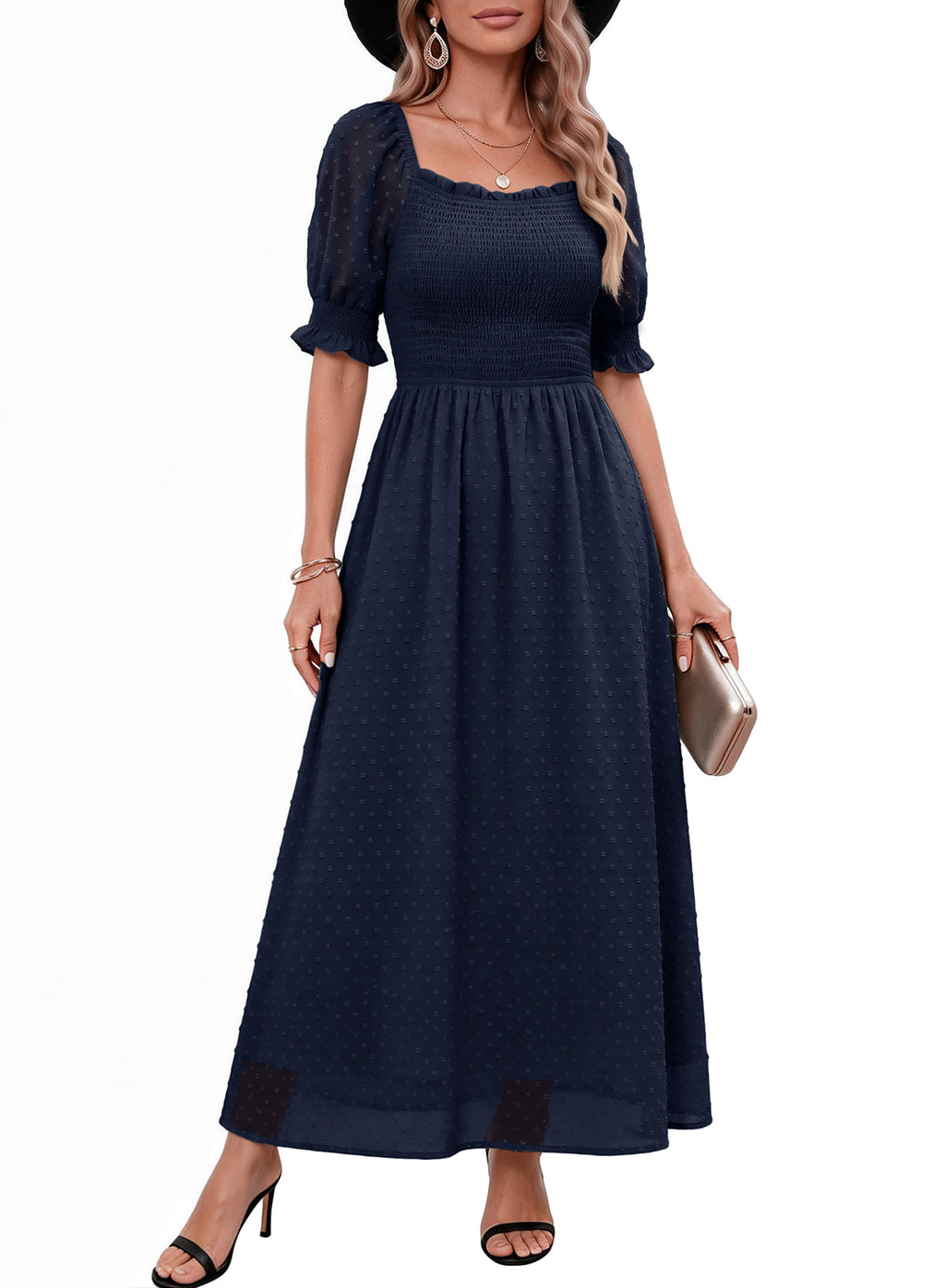 Dokotoo Womens Formal Dresses 2026 Summer Swiss Dot Maxi Dress