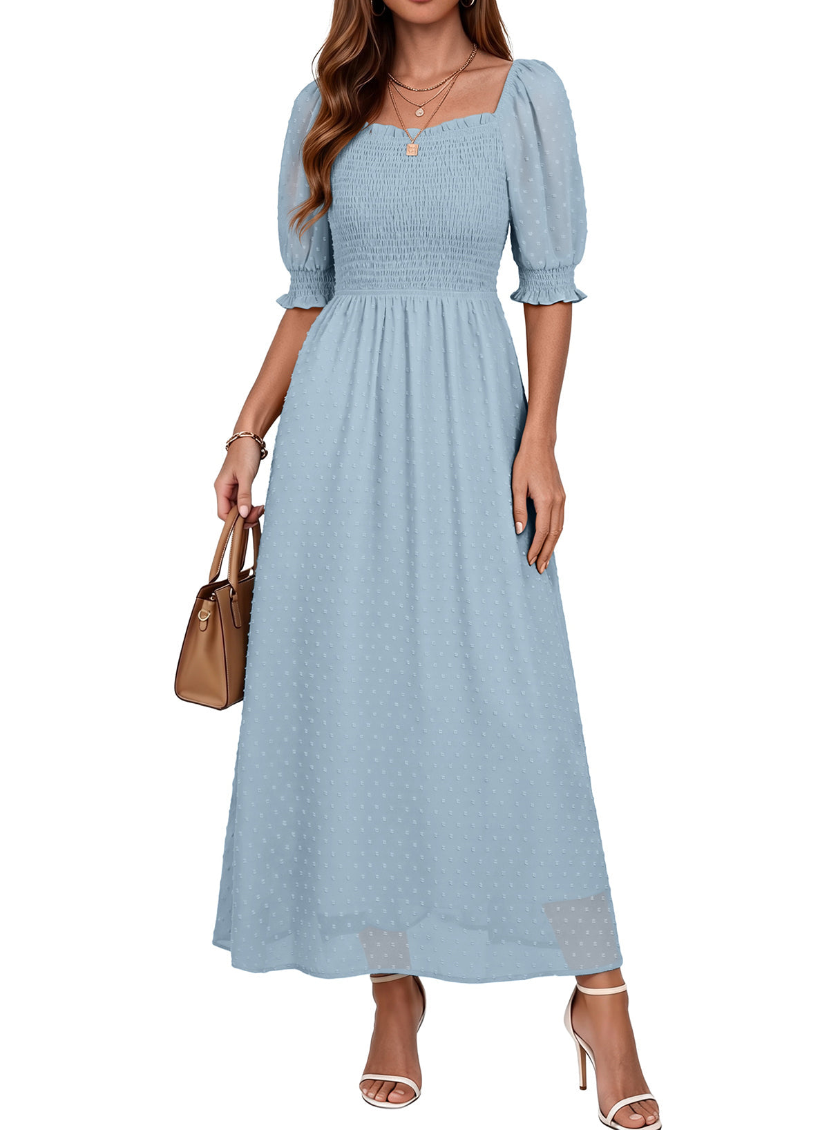 Dokotoo Womens Formal Dresses 2026 Summer Swiss Dot Maxi Dress