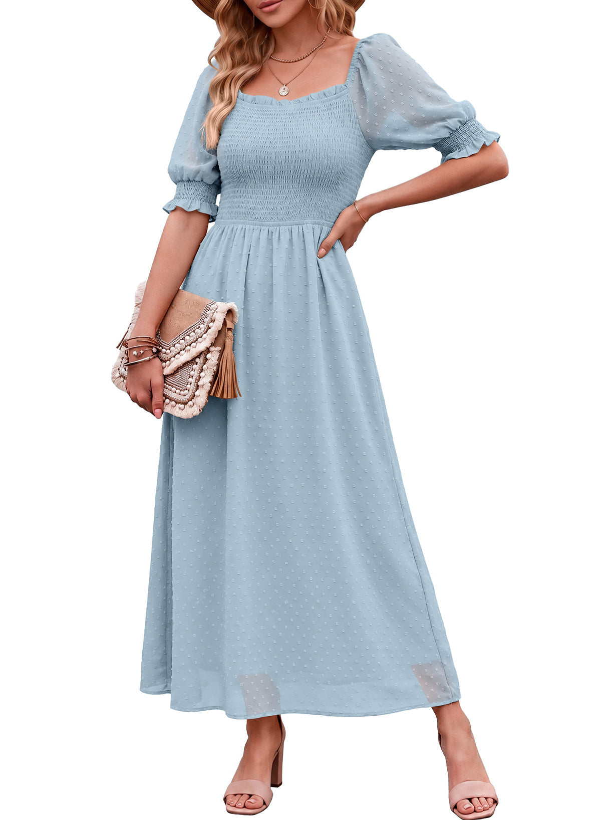 Dokotoo Womens Formal Dresses 2026 Summer Swiss Dot Maxi Dress