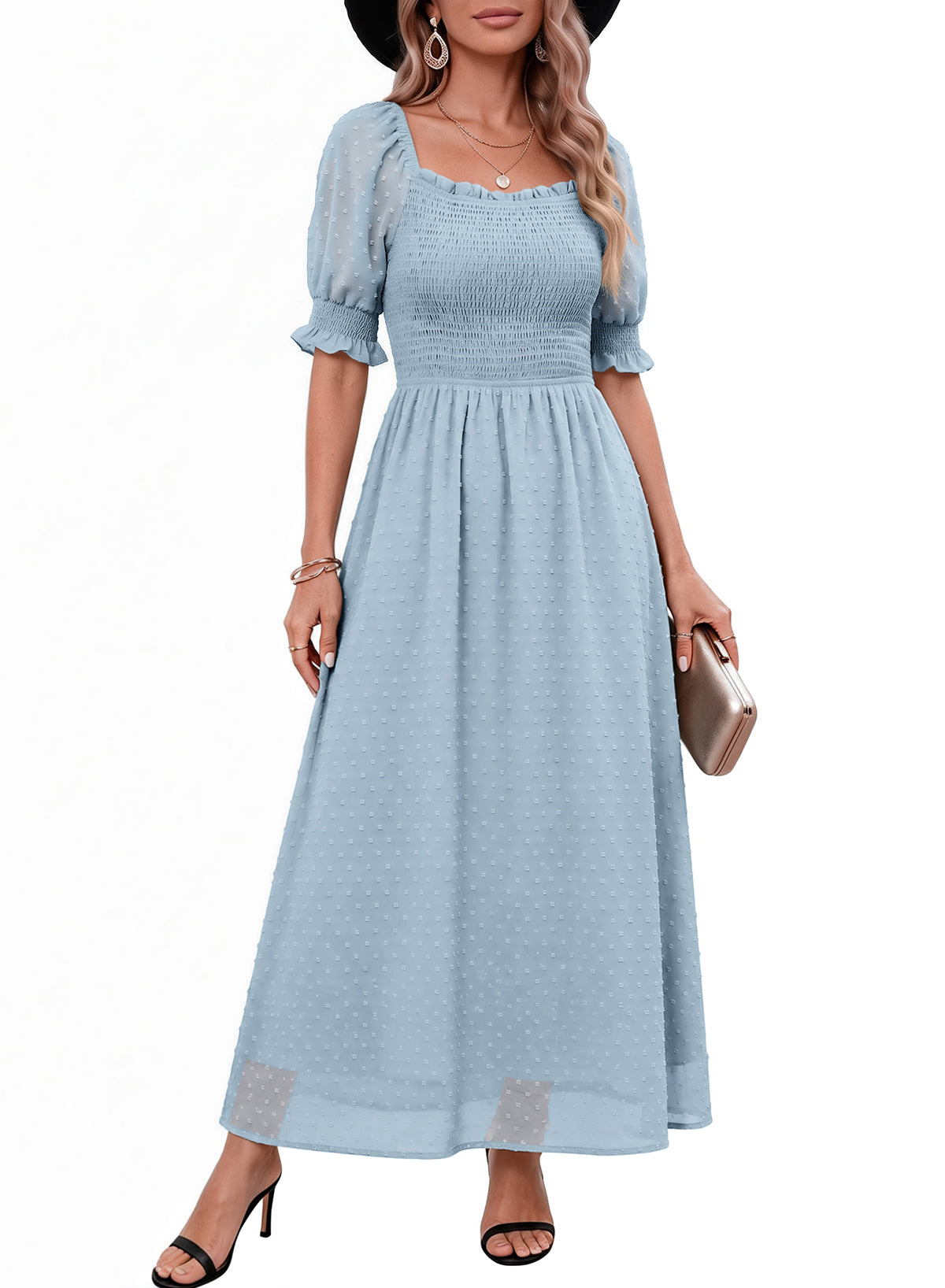 Dokotoo Womens Formal Dresses 2026 Summer Swiss Dot Maxi Dress