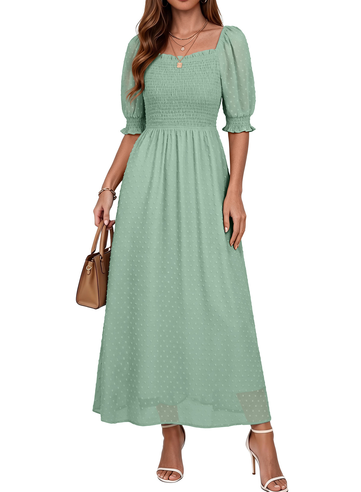 Dokotoo Womens Formal Dresses 2026 Summer Swiss Dot Maxi Dress