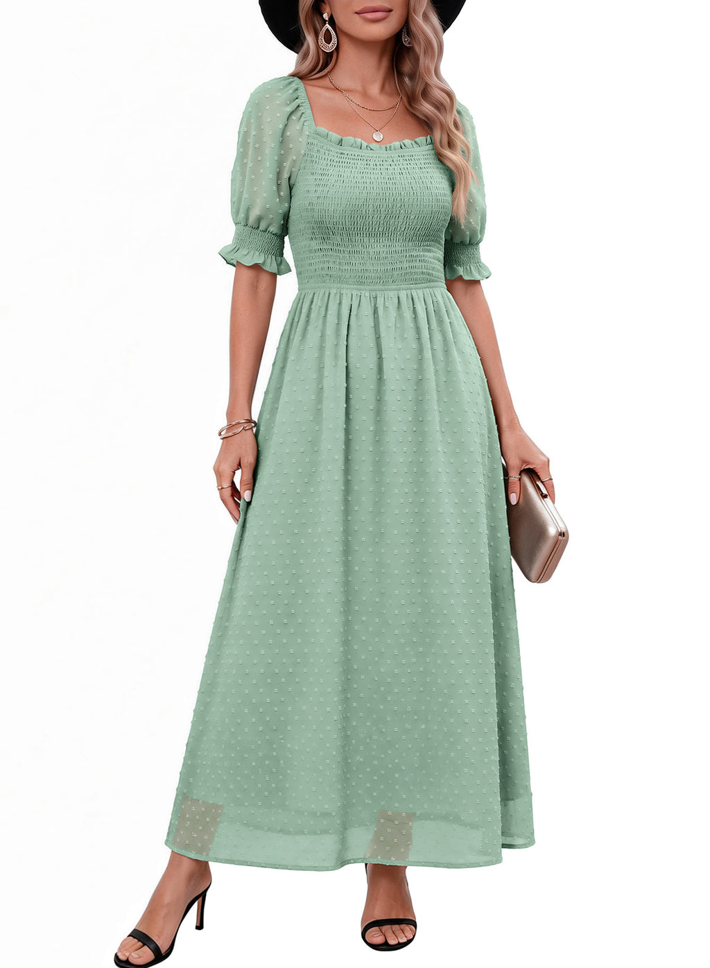 Dokotoo Womens Formal Dresses 2026 Summer Swiss Dot Maxi Dress