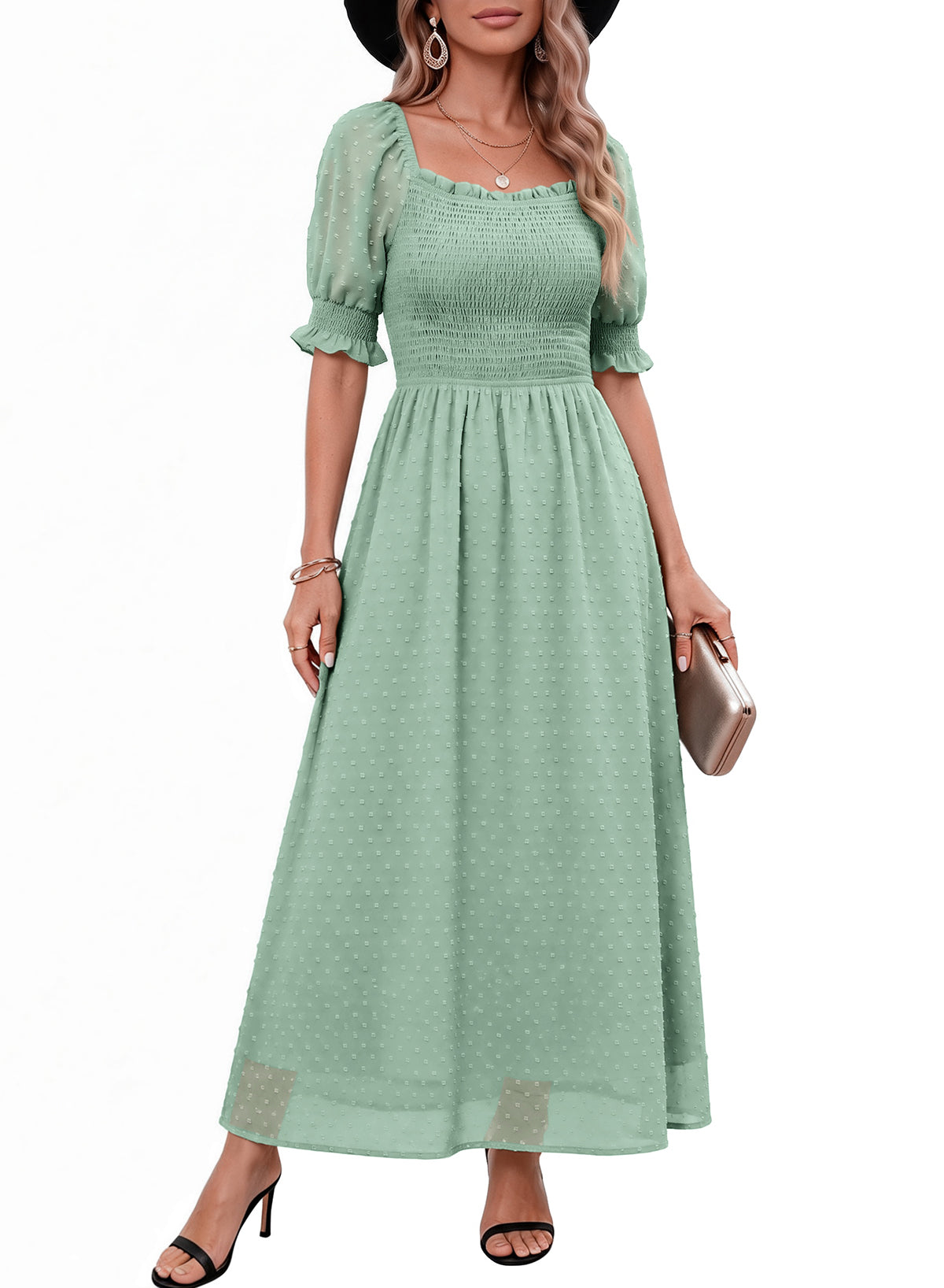 Dokotoo Womens Formal Dresses 2026 Summer Swiss Dot Maxi Dress