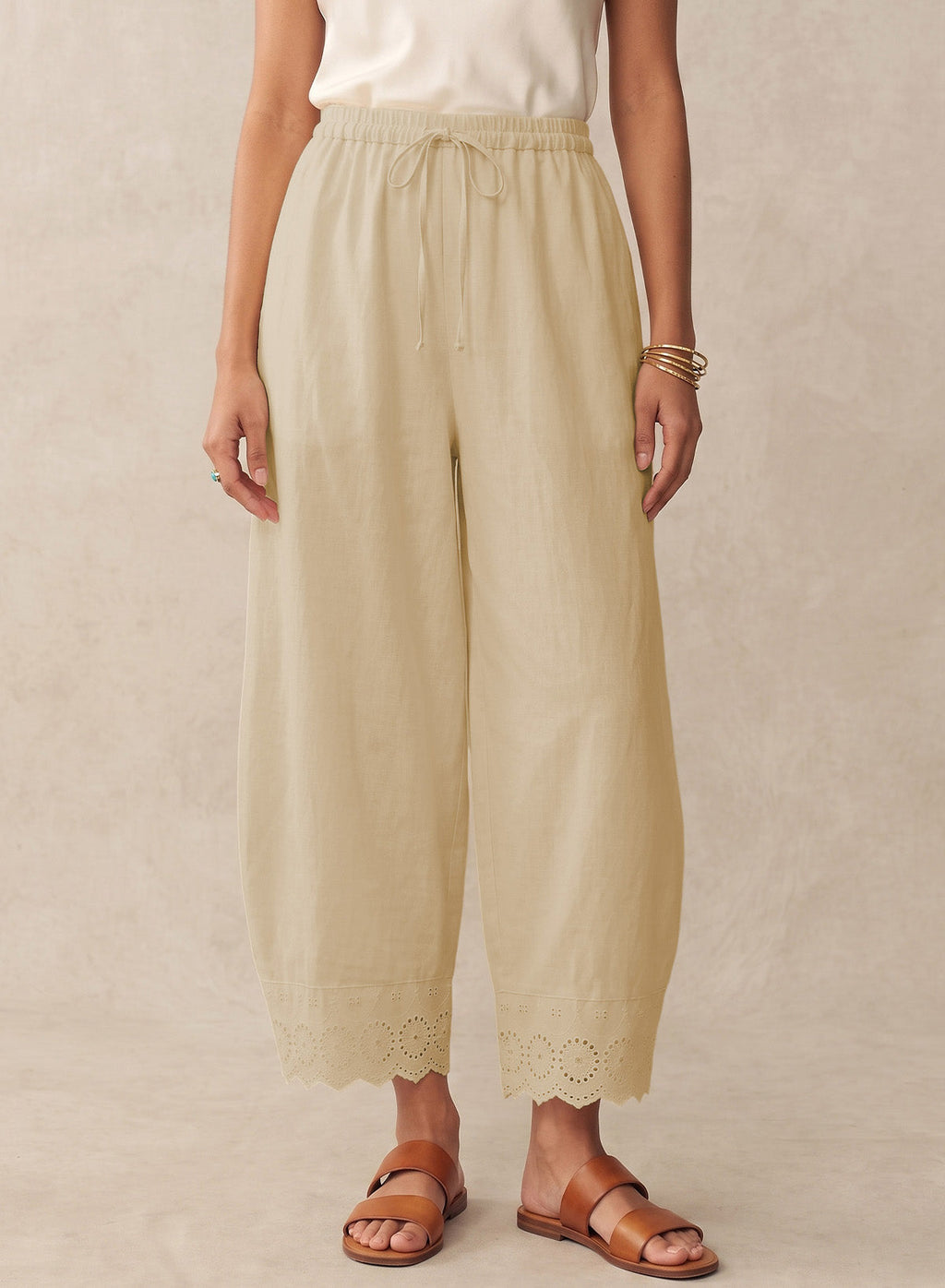 Dokotoo Cotton Harem Pants Women Wide Leg Flowy Casual Palazzo Trousers