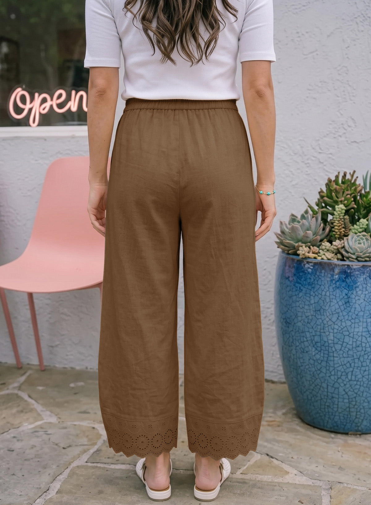 Dokotoo Cotton Harem Pants Women Wide Leg Flowy Casual Palazzo Trousers