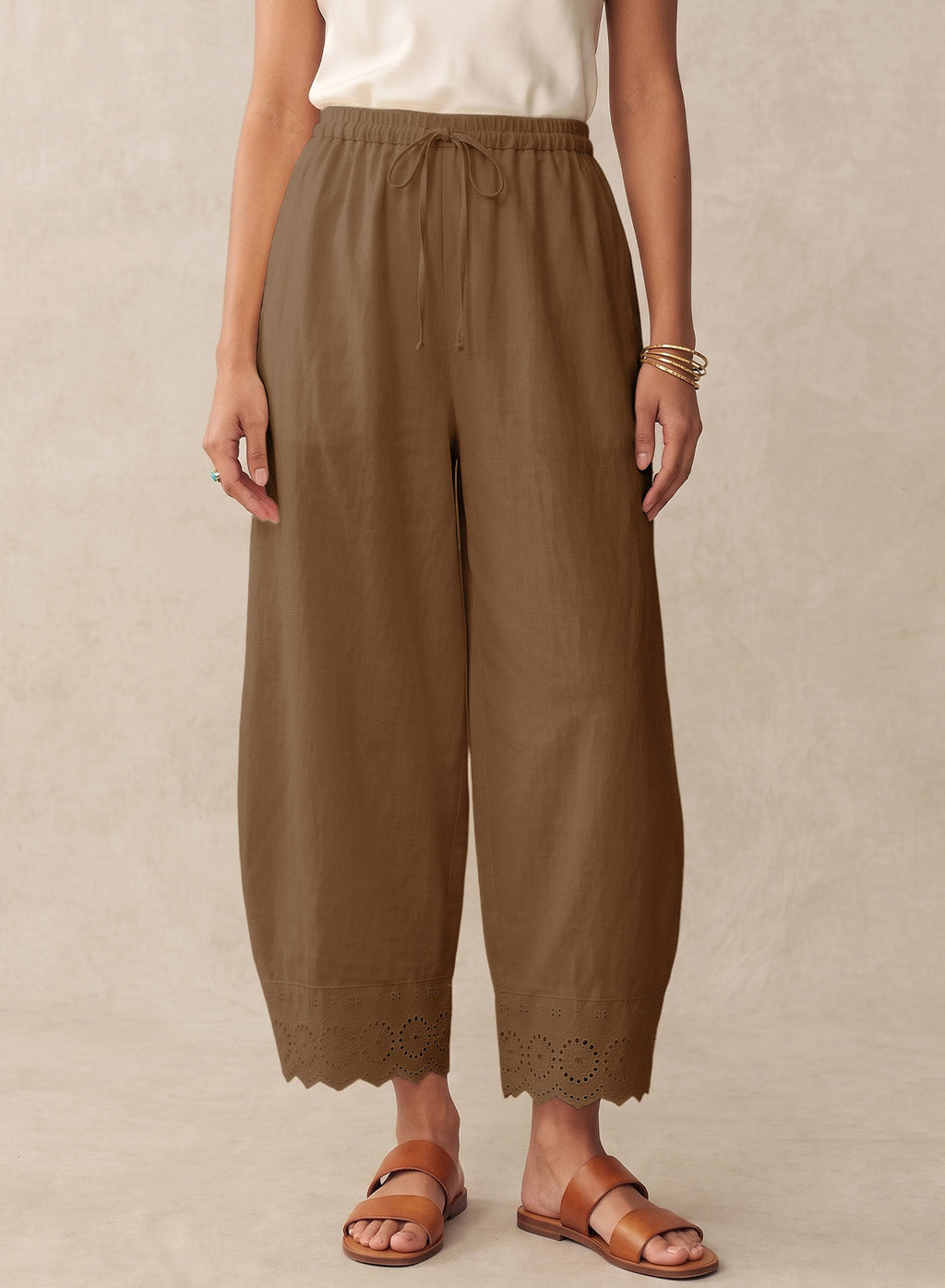Dokotoo Cotton Harem Pants Women Wide Leg Flowy Casual Palazzo Trousers