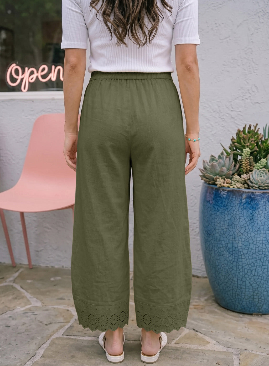 Dokotoo Cotton Harem Pants Women Wide Leg Flowy Casual Palazzo Trousers