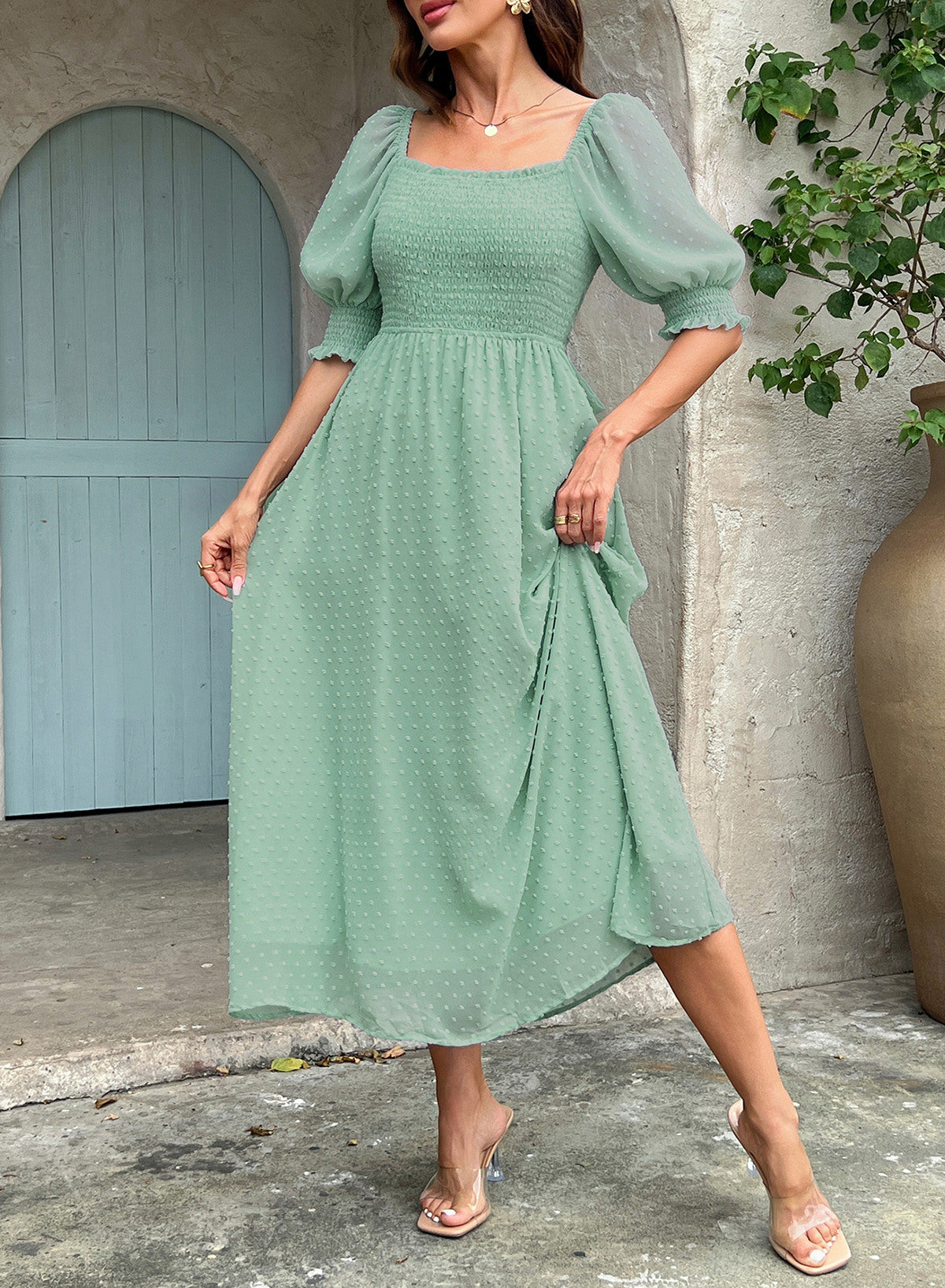 Dokotoo Womens Formal Dresses 2026 Summer Swiss Dot Maxi Dress