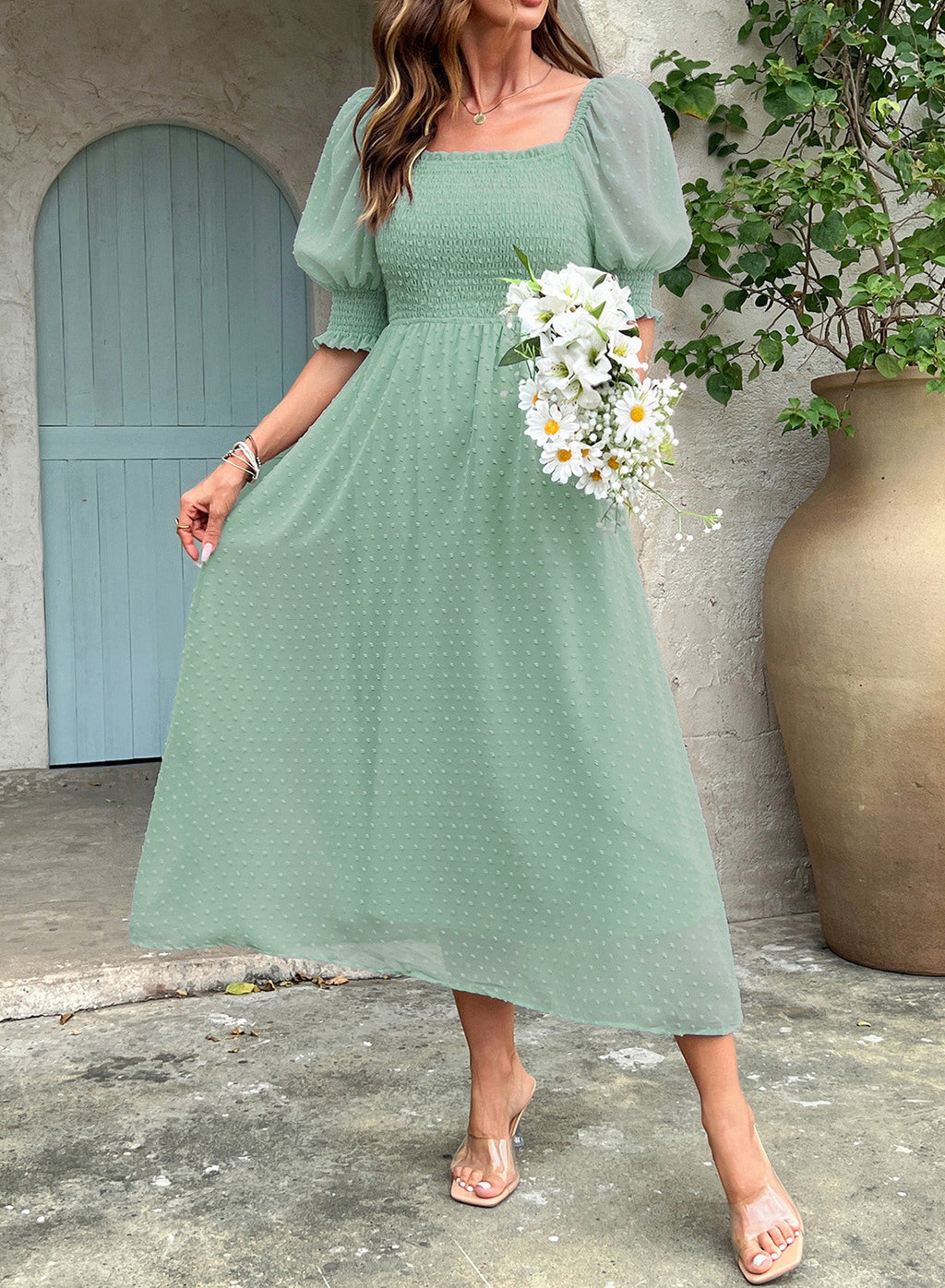 Dokotoo Womens Formal Dresses 2026 Summer Swiss Dot Maxi Dress