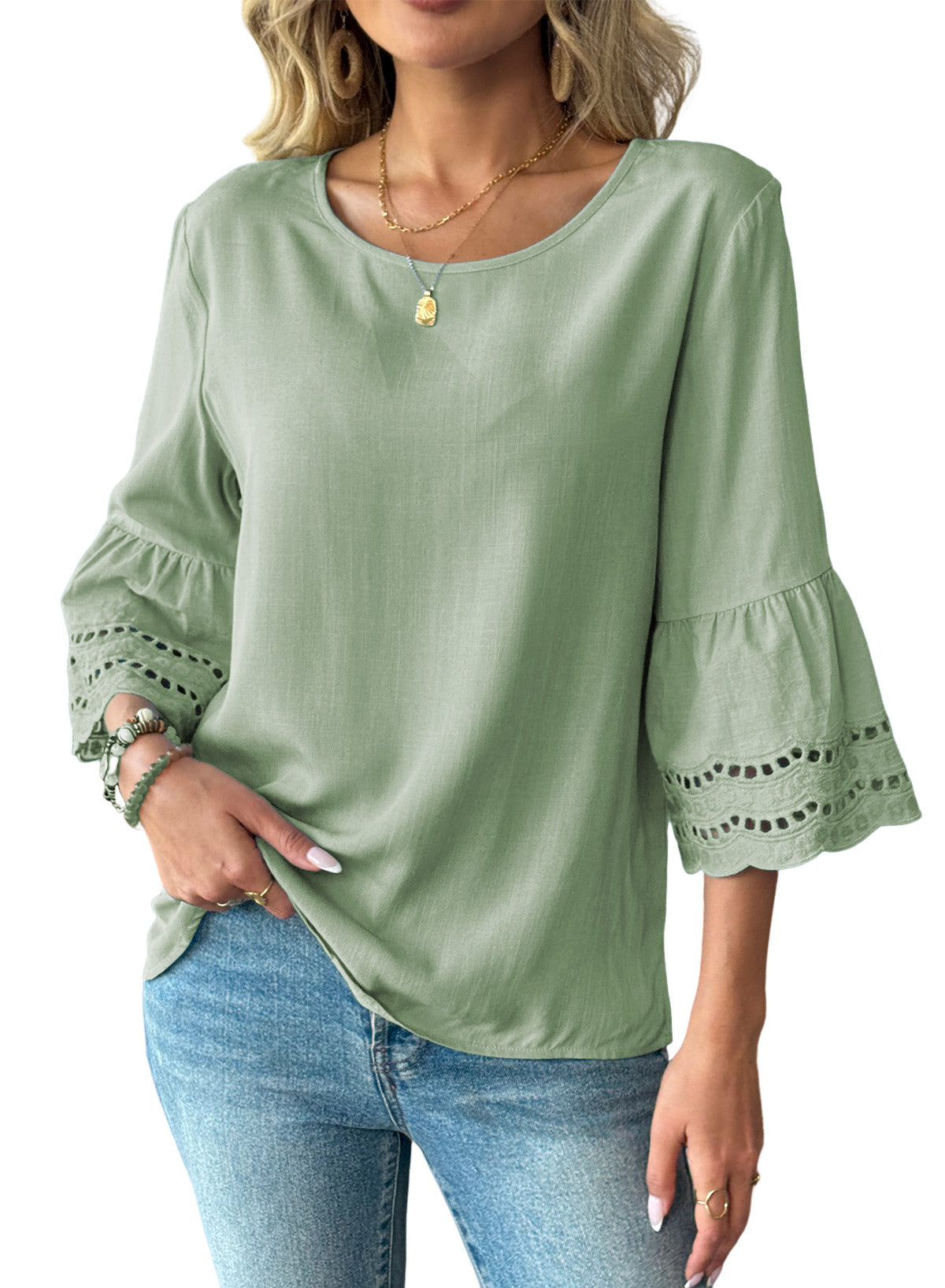 Dokotoo Womens Half Sleeve Hollow Out Ruffle Shirts 2026 Fall Tops Blouses