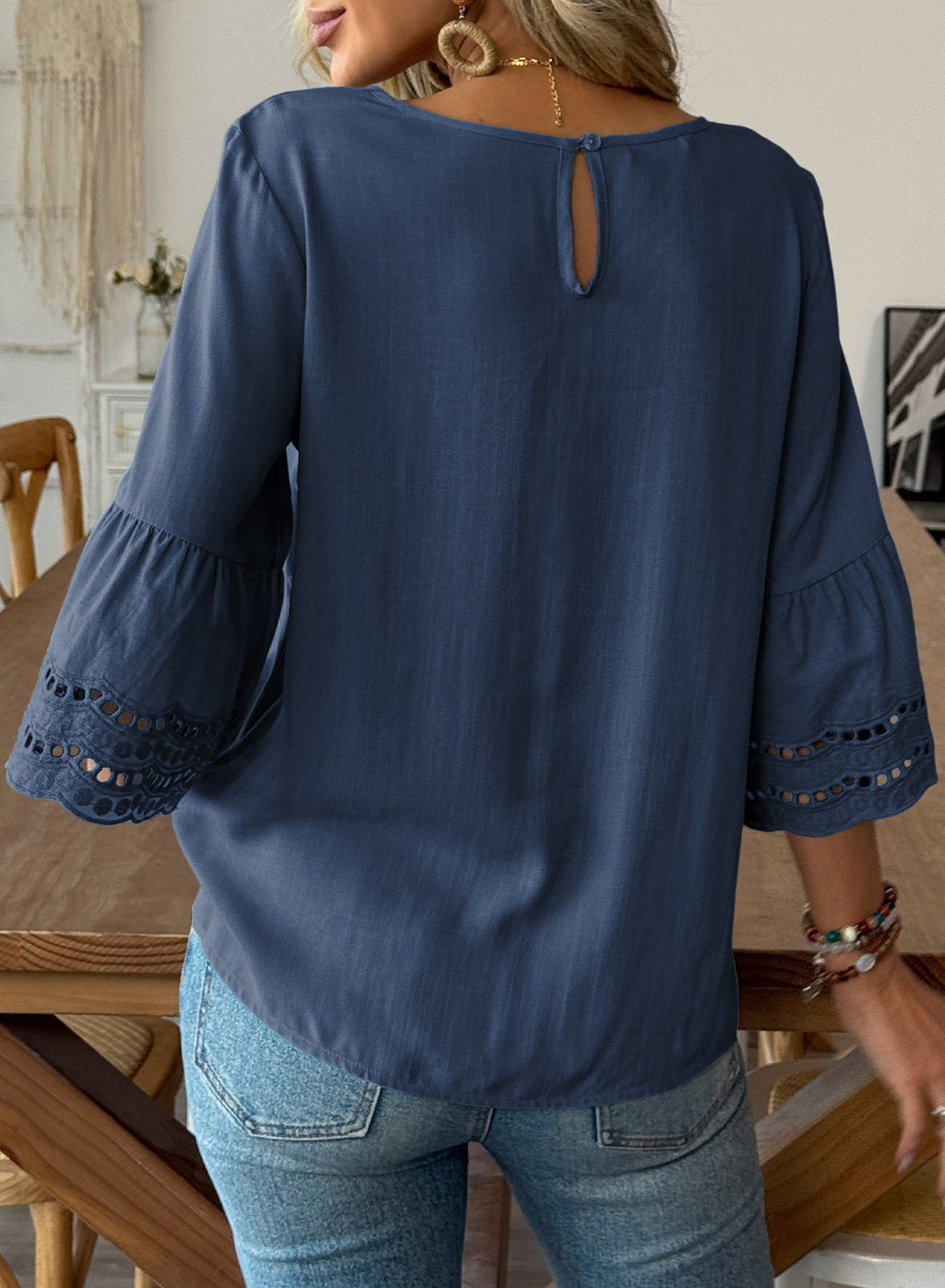 Dokotoo Womens Half Sleeve Hollow Out Ruffle Shirts 2026 Fall Tops Blouses