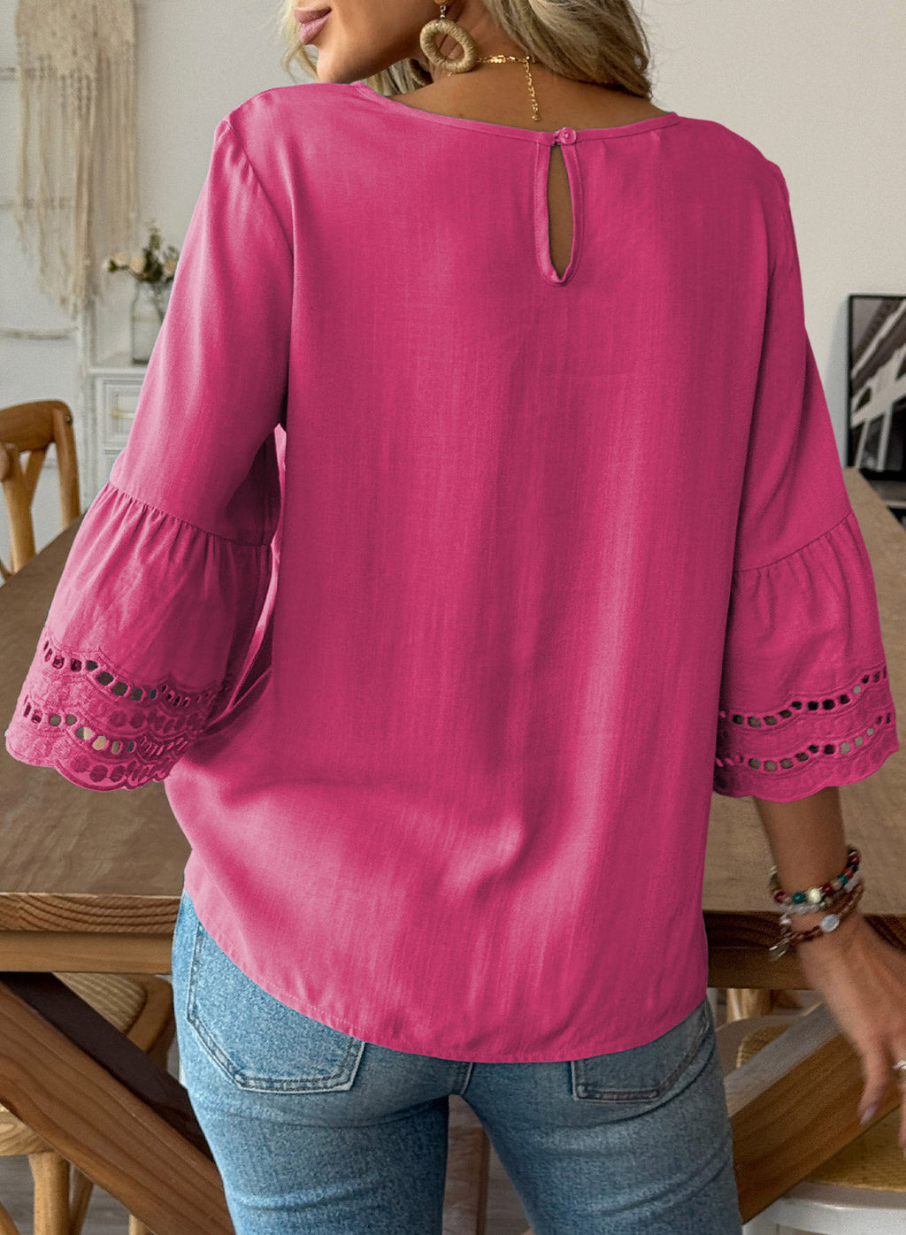 Dokotoo Womens Half Sleeve Hollow Out Ruffle Shirts 2026 Fall Tops Blouses