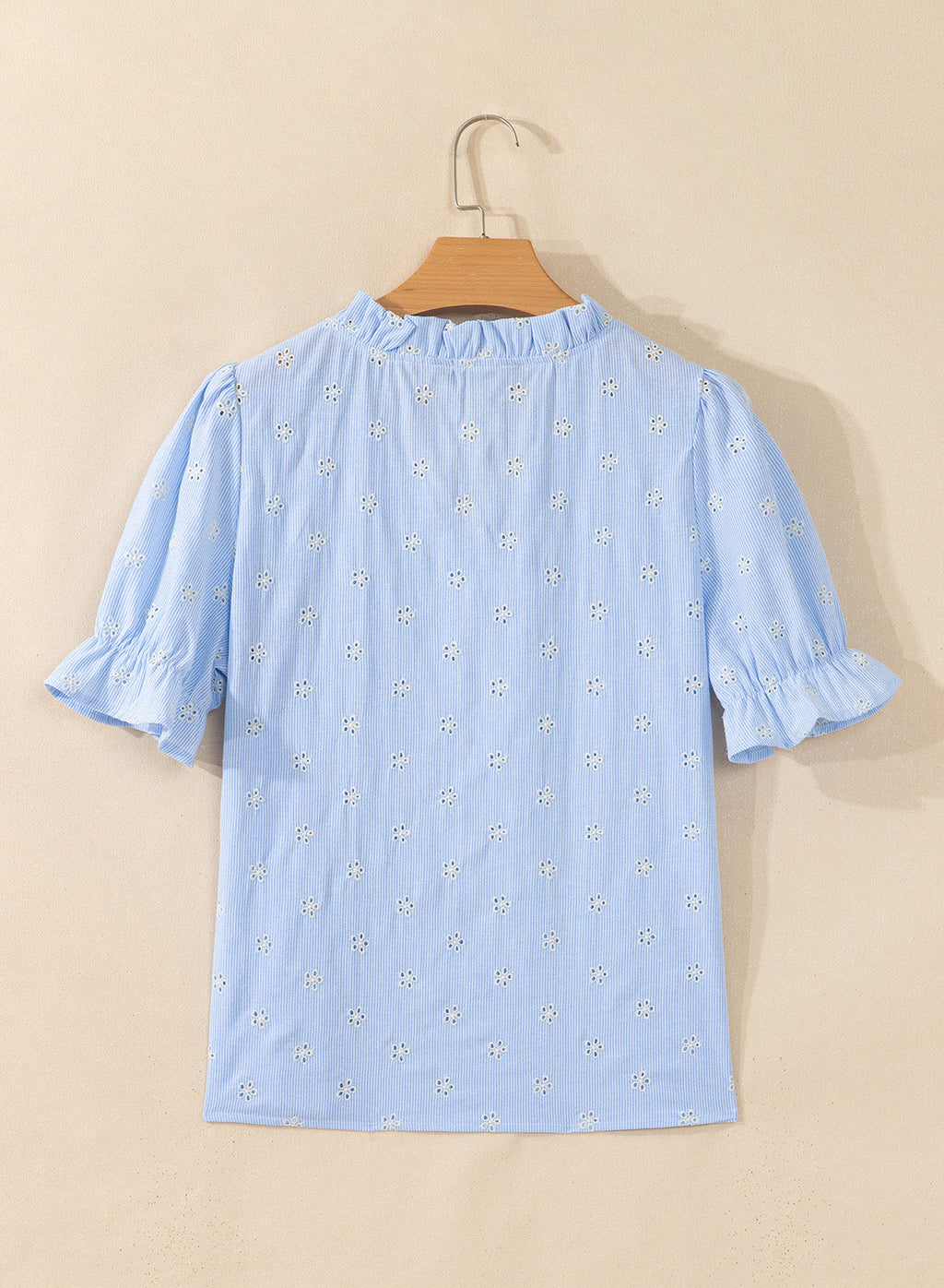 Dokotoo Women's Blouses Ruffle Puff Sleeve Boho Eyelet Dressy Casual Shirts