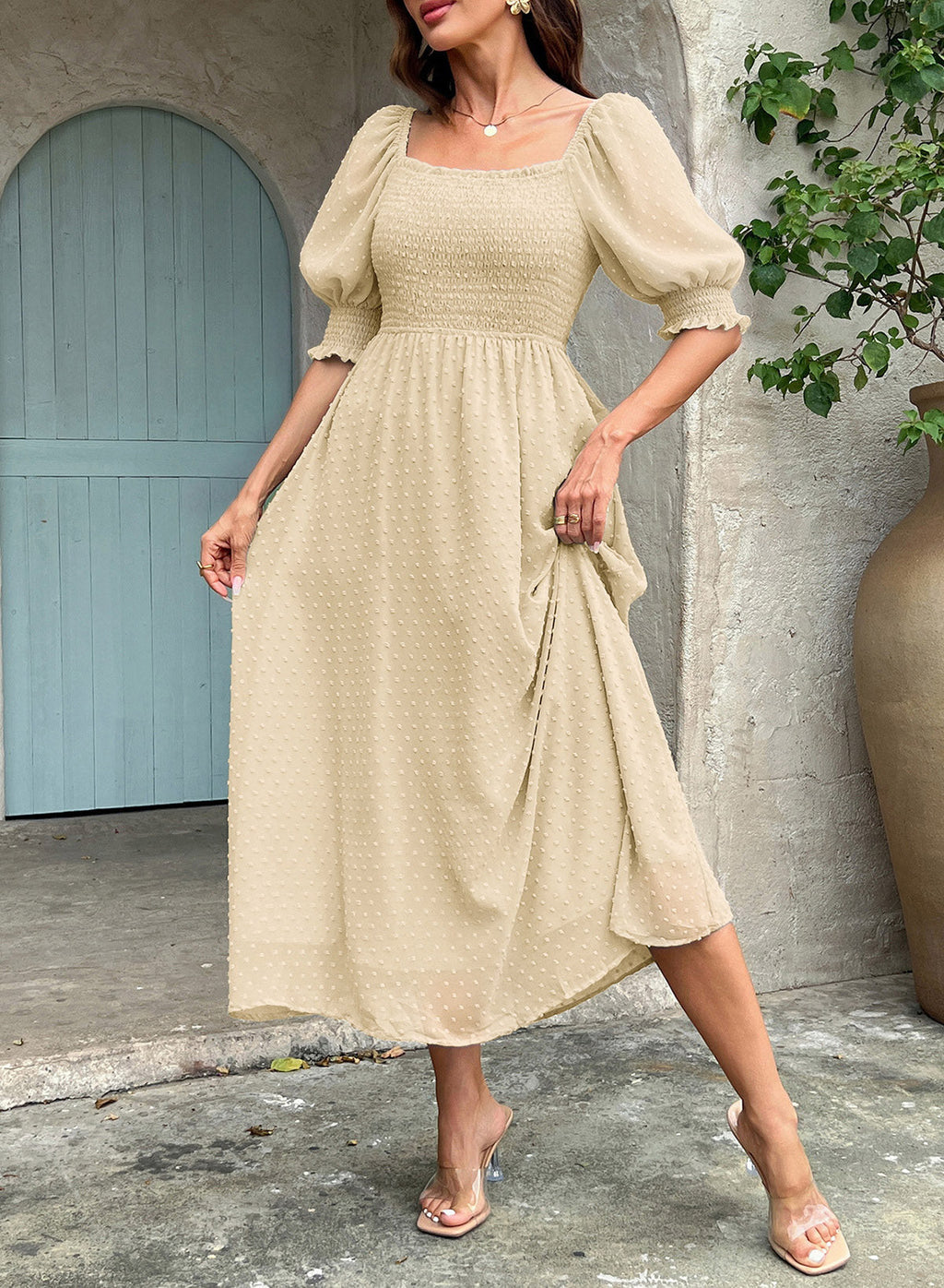 Dokotoo Womens Formal Dresses 2026 Summer Swiss Dot Maxi Dress
