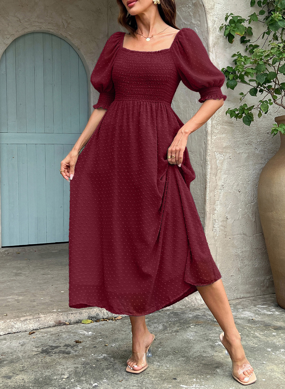 Dokotoo Womens Formal Dresses 2026 Summer Swiss Dot Maxi Dress