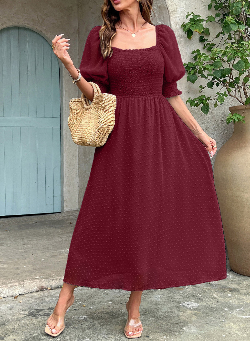 Dokotoo Womens Formal Dresses 2026 Summer Swiss Dot Maxi Dress