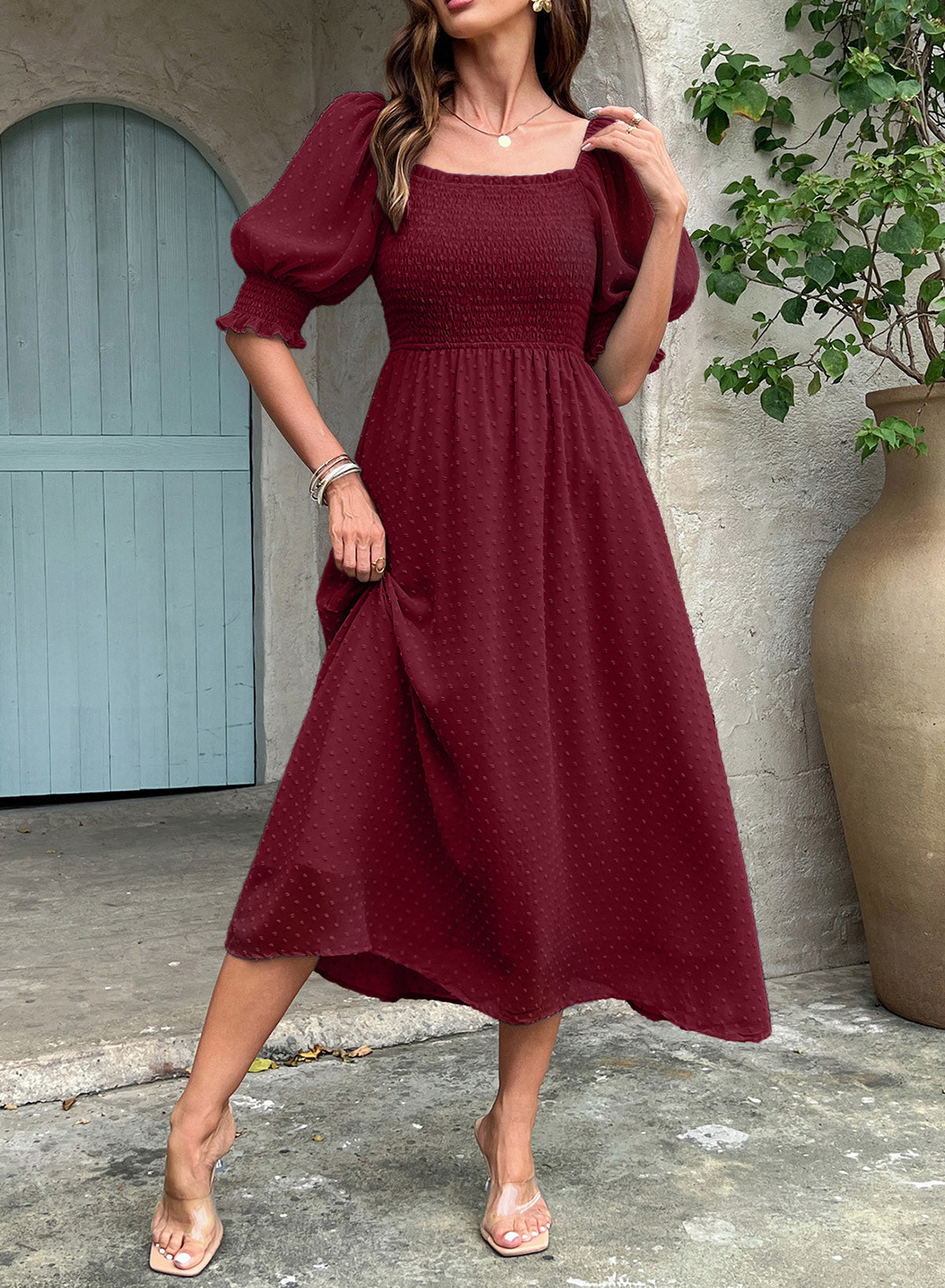 Dokotoo Womens Formal Dresses 2026 Summer Swiss Dot Maxi Dress