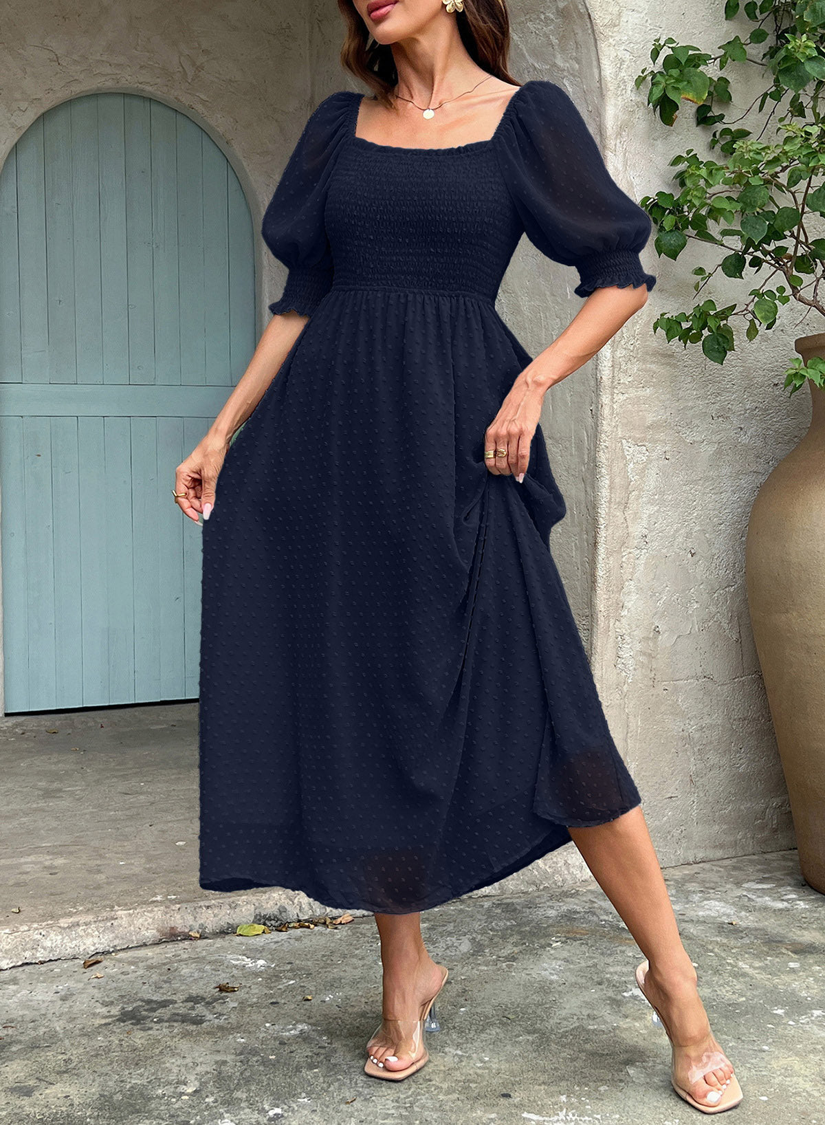 Dokotoo Womens Formal Dresses 2026 Summer Swiss Dot Maxi Dress