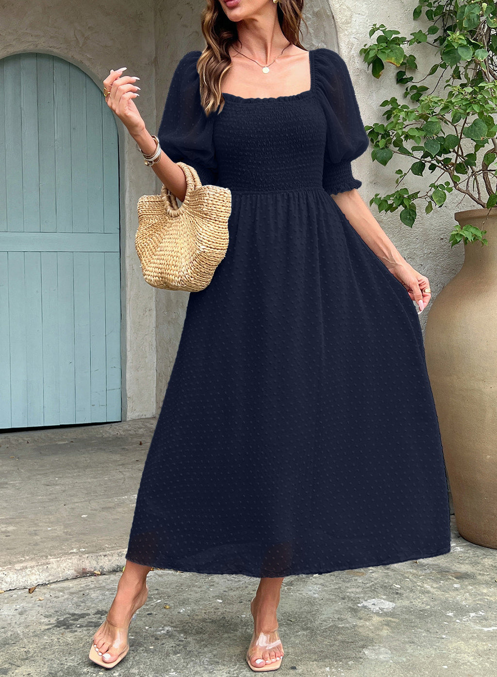 Dokotoo Womens Formal Dresses 2026 Summer Swiss Dot Maxi Dress