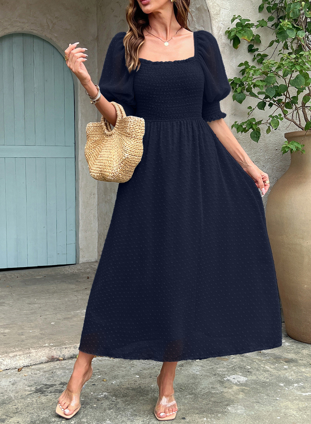 Dokotoo Womens Formal Dresses 2026 Summer Swiss Dot Maxi Dress