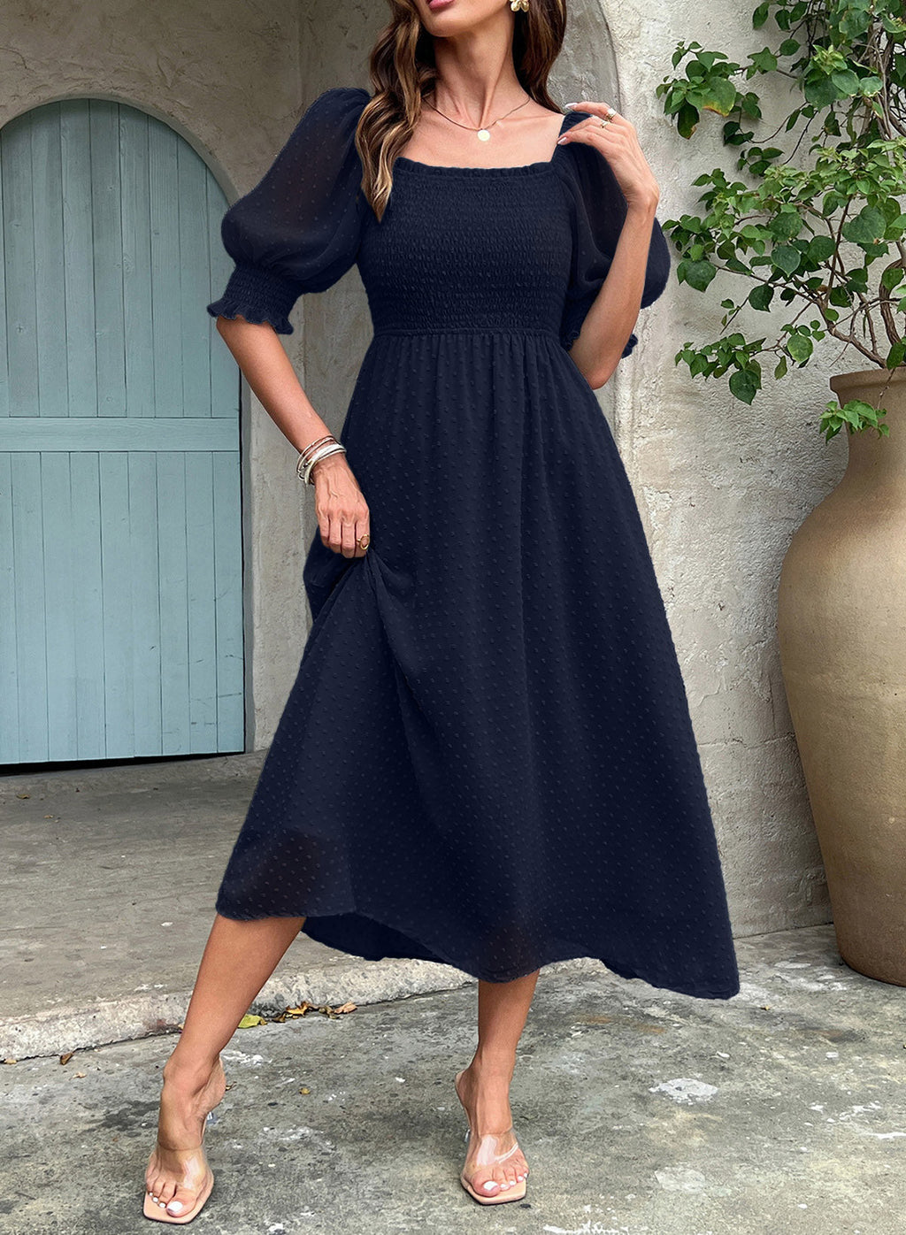 Dokotoo Womens Formal Dresses 2026 Summer Swiss Dot Maxi Dress