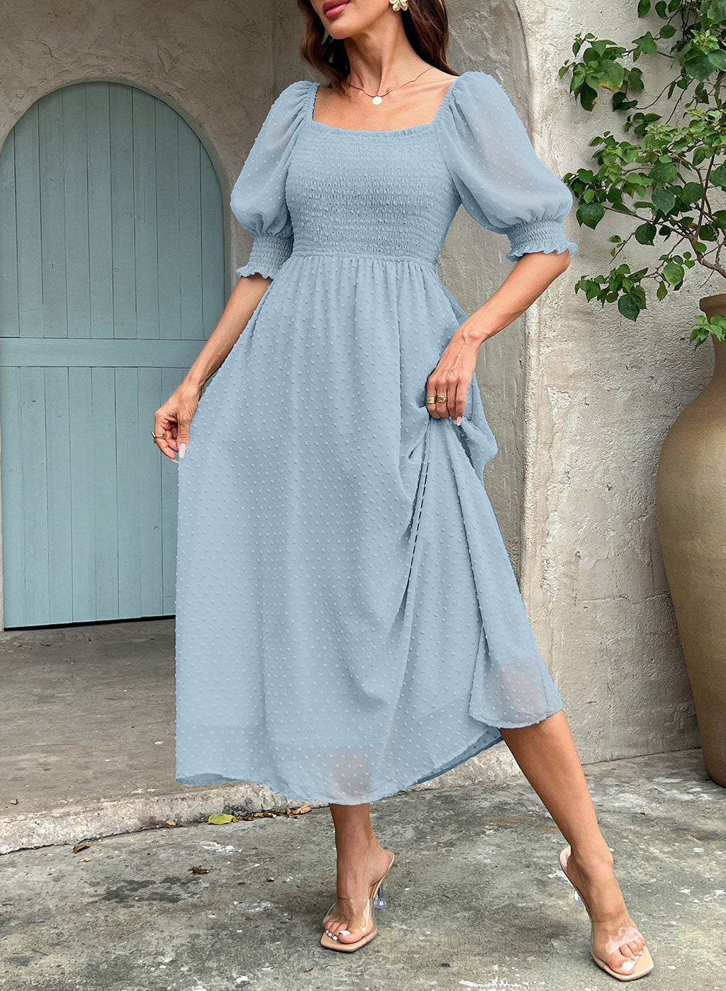 Dokotoo Womens Formal Dresses 2026 Summer Swiss Dot Maxi Dress