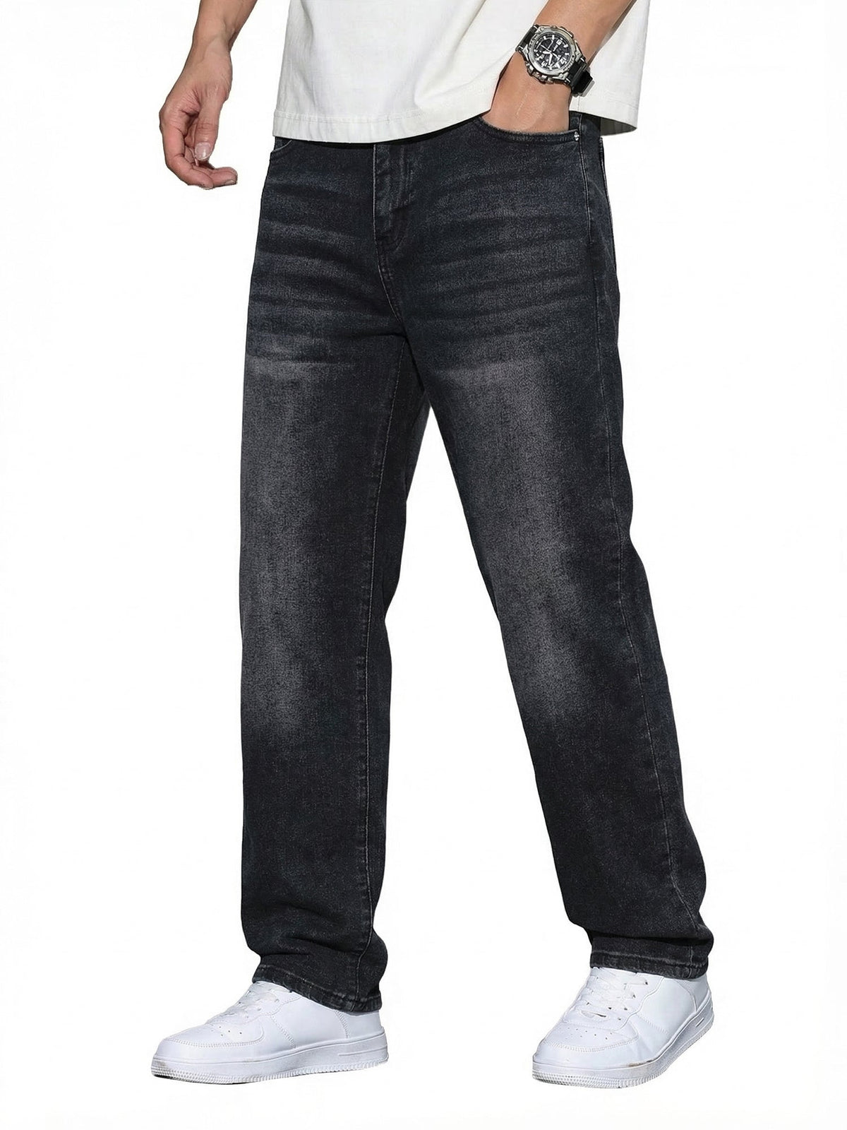 Dokotoo Men Mens Baggy Wide Leg Jeans Loose Fit Denim Pants